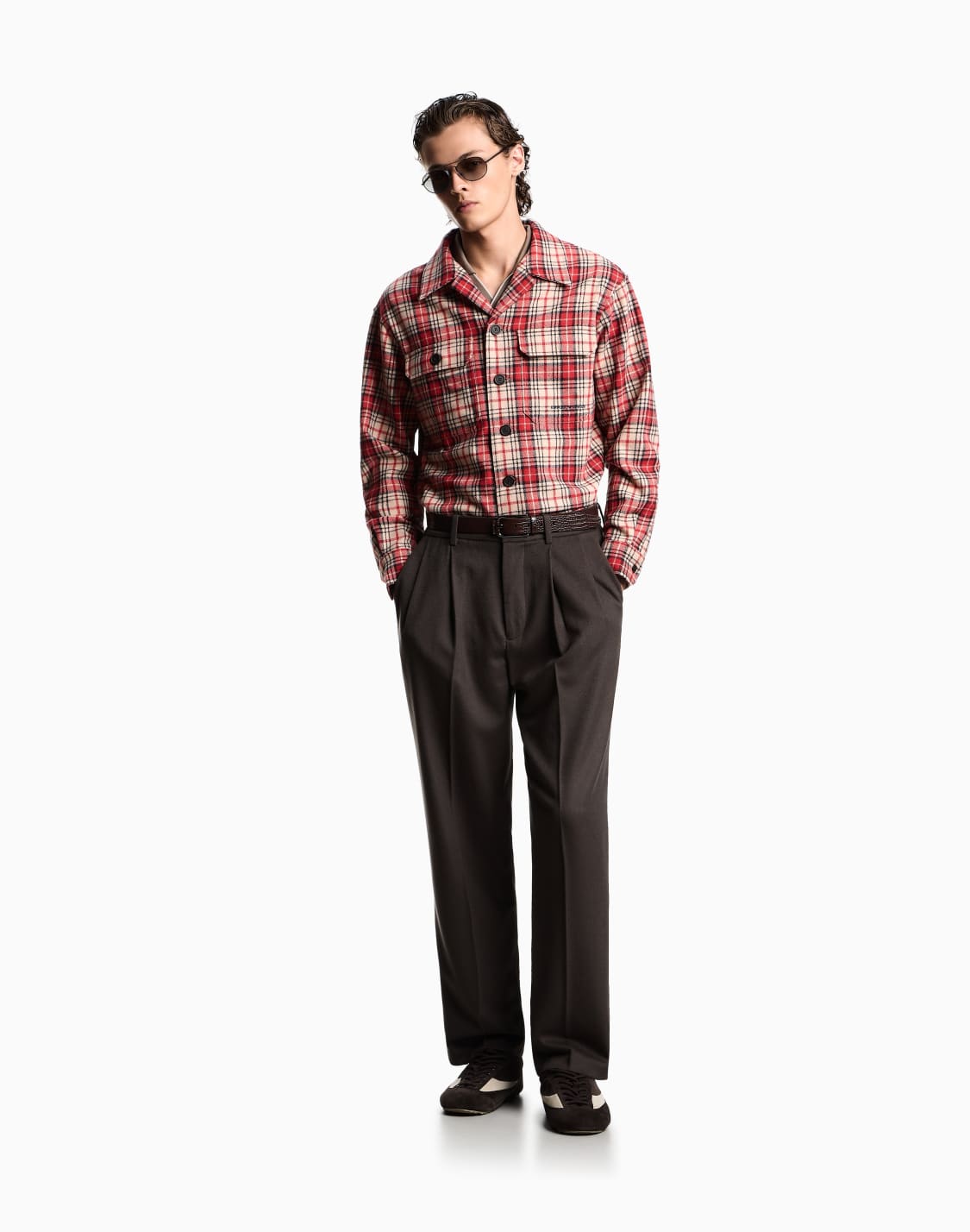 タック入りパンツ-バジンウル-ブラウン--emporio-armani