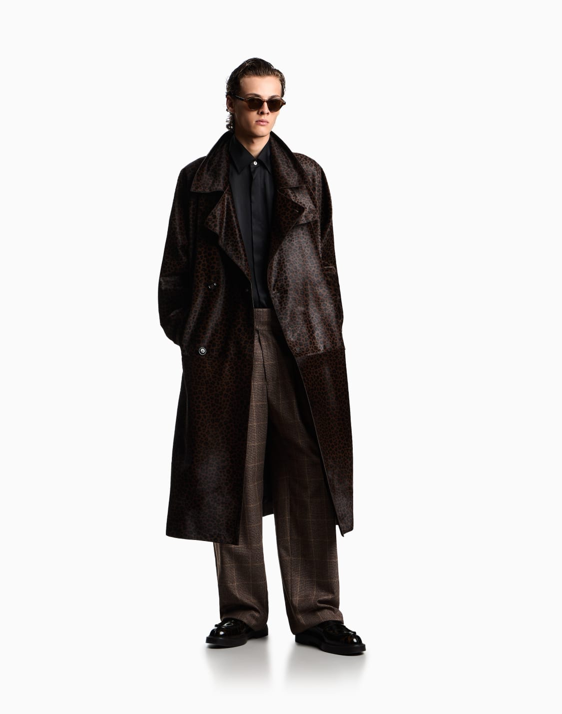 pantalon-pinces-en-flanelle-carreaux-marron--emporio-armani