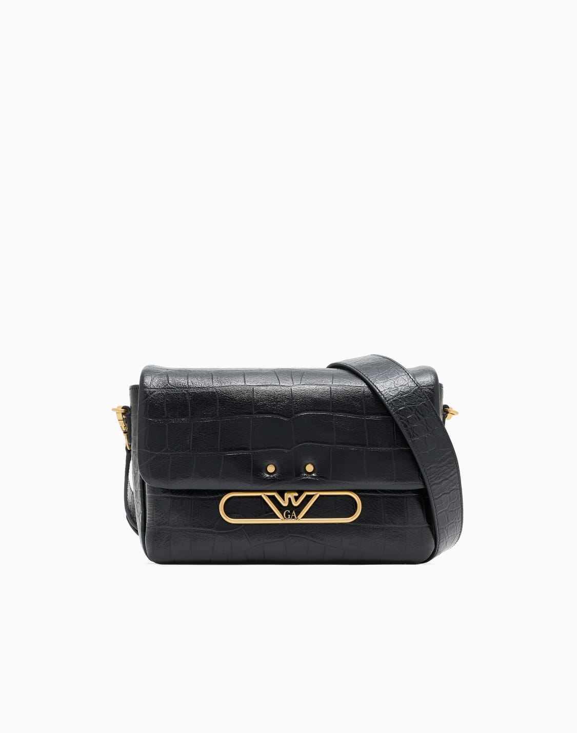 ショルダバッグ-レザ-クロコダイルプリント仕上げ-イグルロゴ-ブラック--emporio-armani