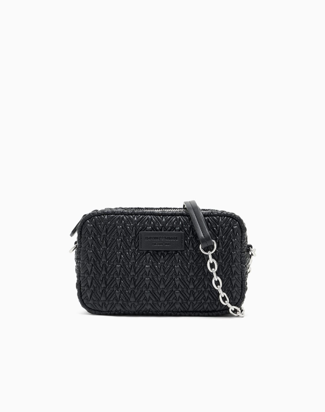 カメラケス-エンボス仕上げ-チェンショルダストラップ-ブラック--emporio-armani