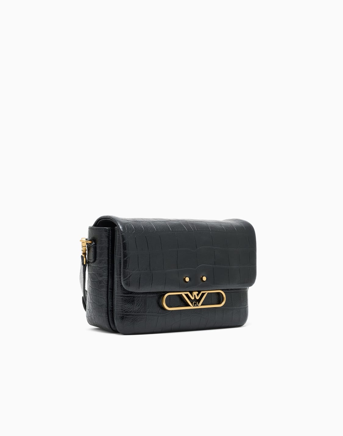 ショルダバッグ-レザ-クロコダイルプリント仕上げ-イグルロゴ-ブラック--emporio-armani