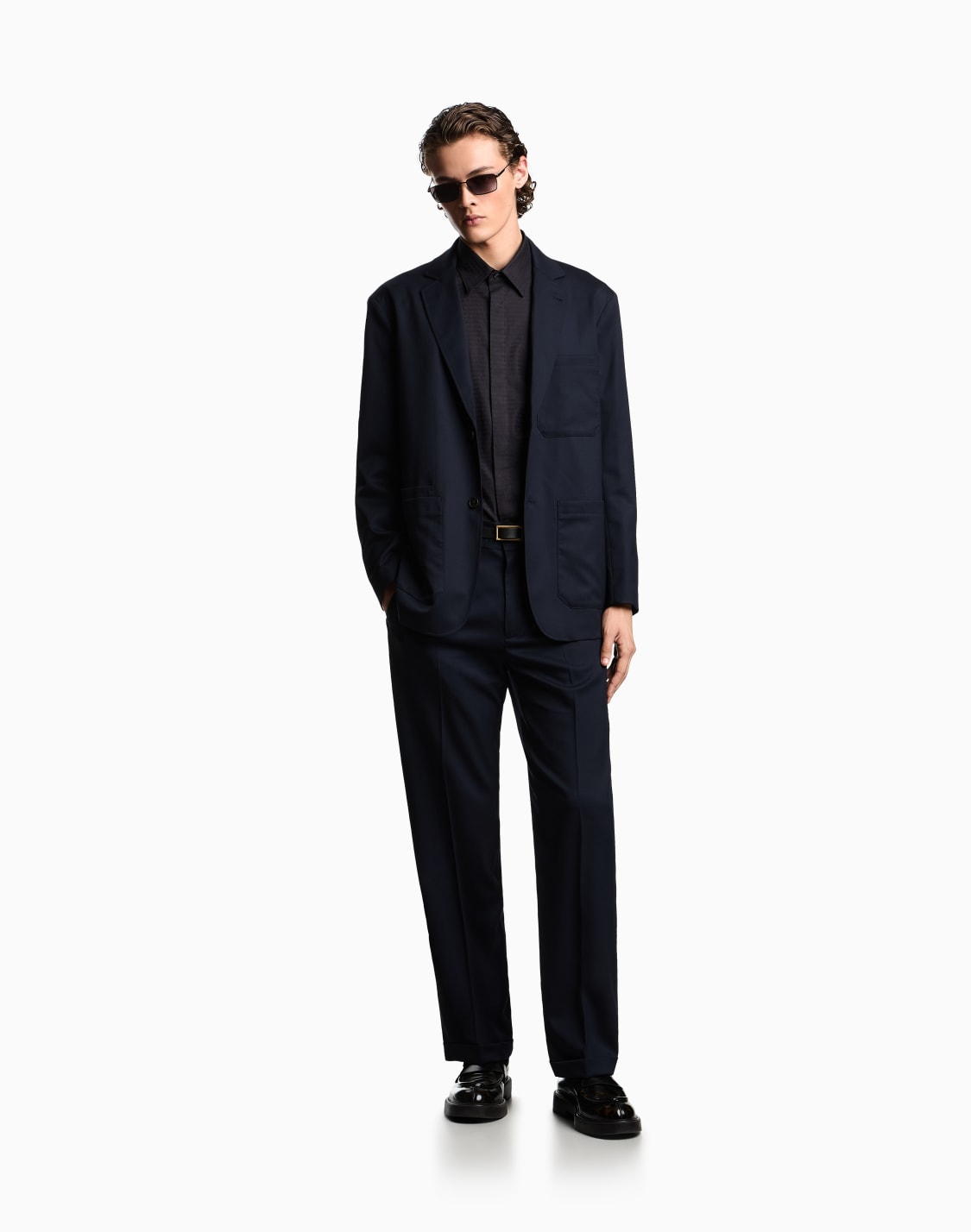 シャツ-コットン-オルオバジャカドロゴ-ブラック--emporio-armani