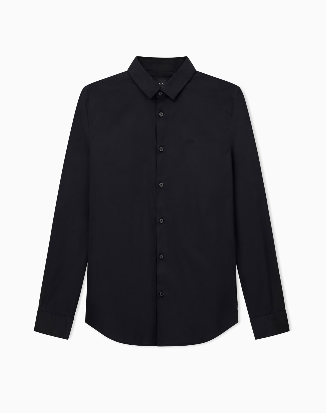 slim-fit-shirt-in-stretch-cotton-poplin-black--armani-exchange