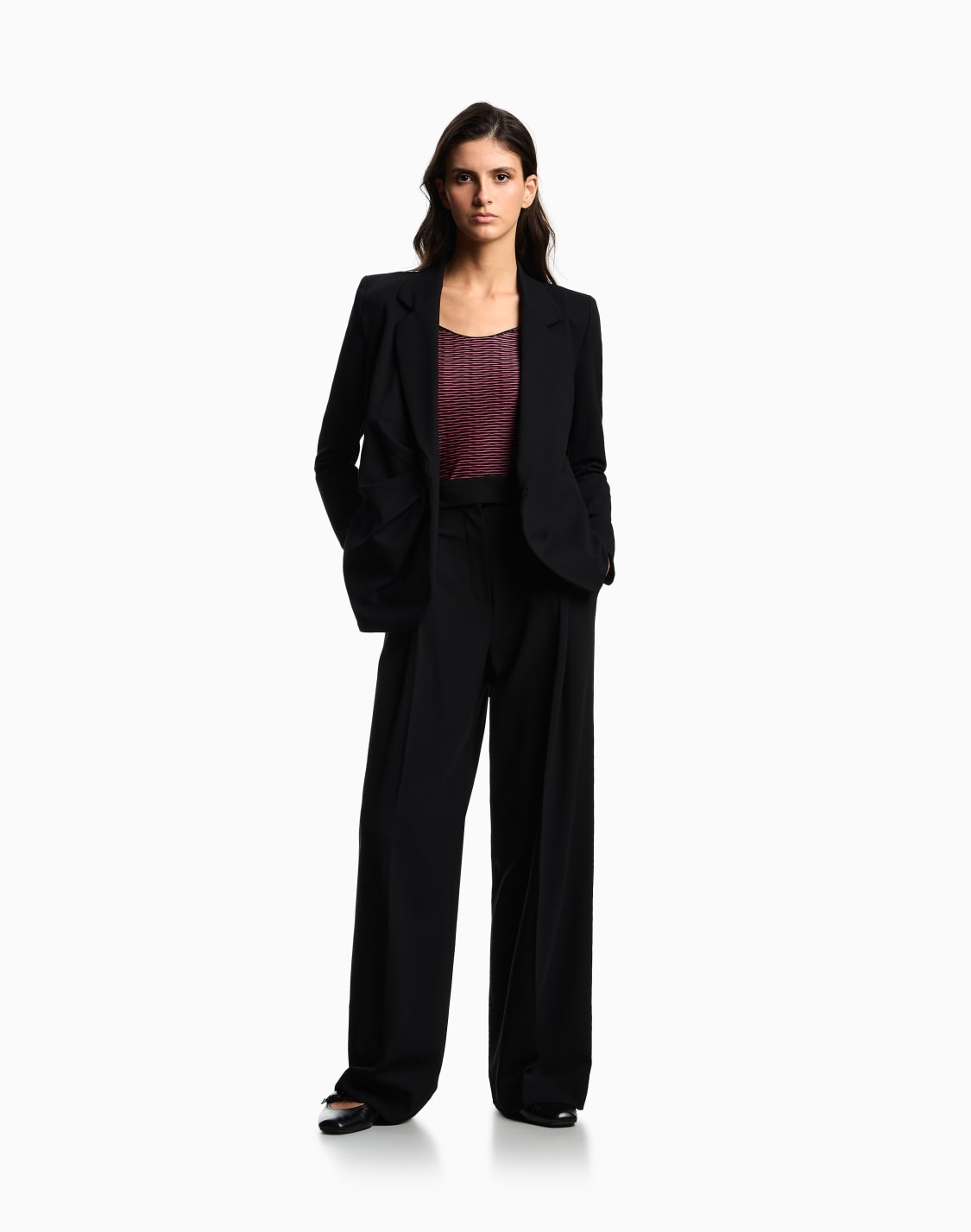 short-sleeved-jumper-in-two-tone-jacquard-jersey-pink--emporio-armani