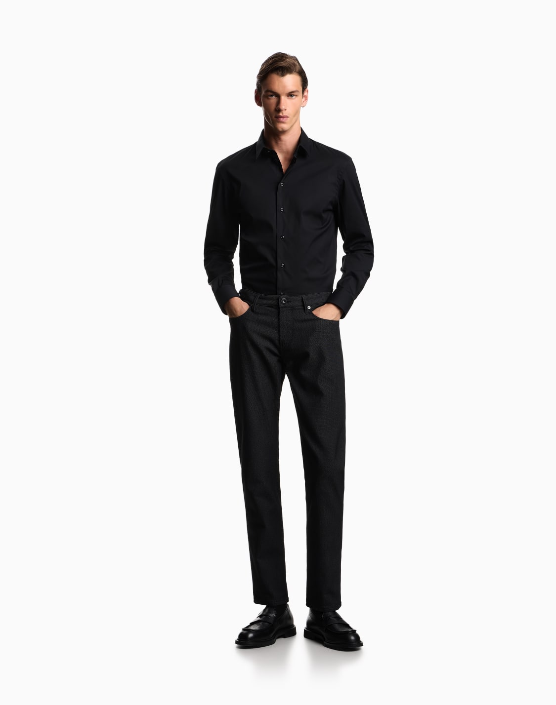 stretch-cotton-poplin-shirt-black--emporio-armani