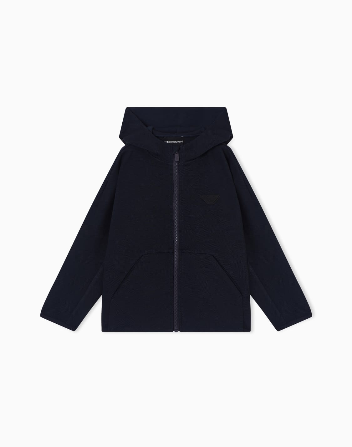 フド付きジップアップ-スウェットシャツ-ダブルジャジ-ジャカド-ネイビブル--emporio-armani