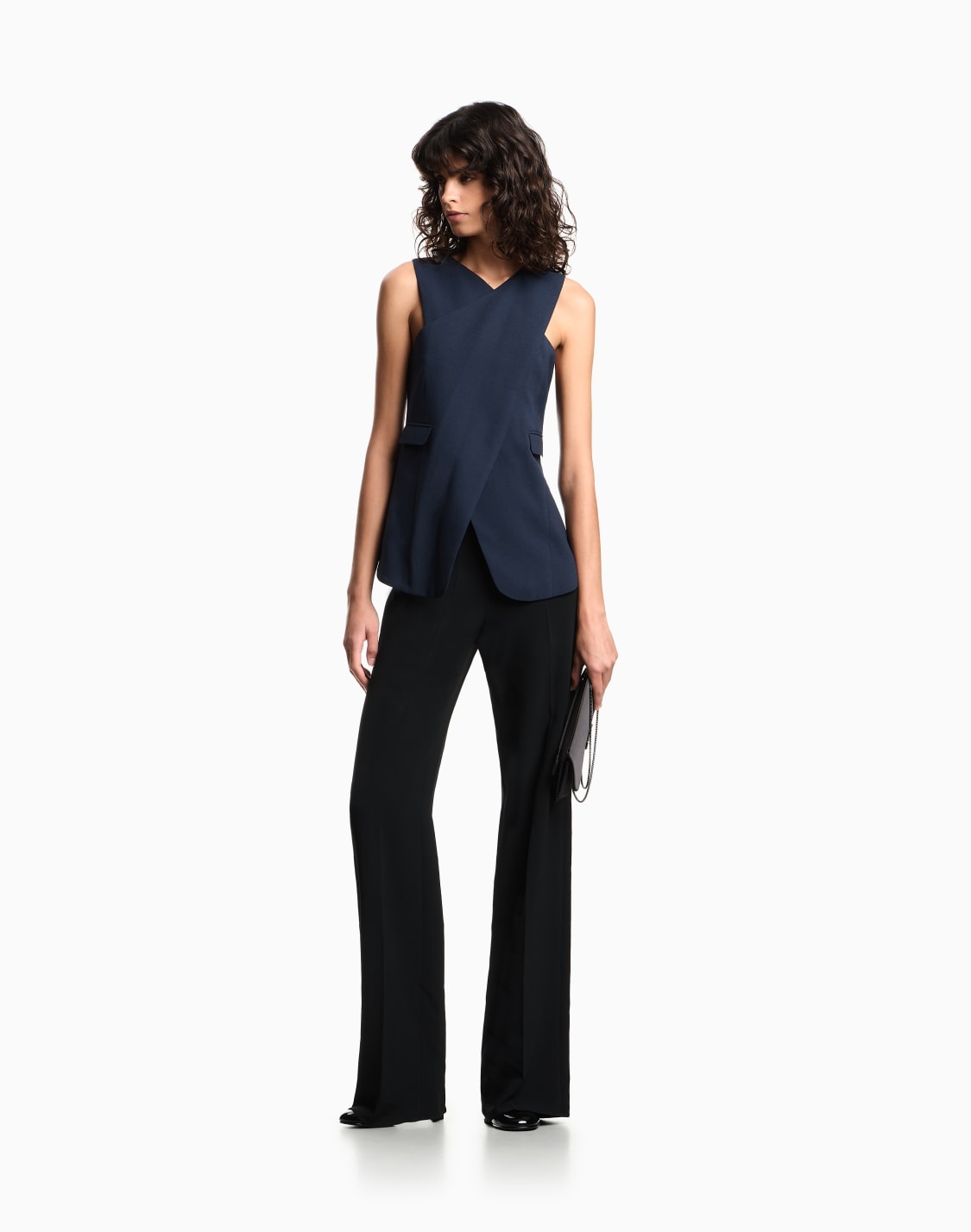 top-en-tissu-sabl-stretch-crois-bleu--emporio-armani