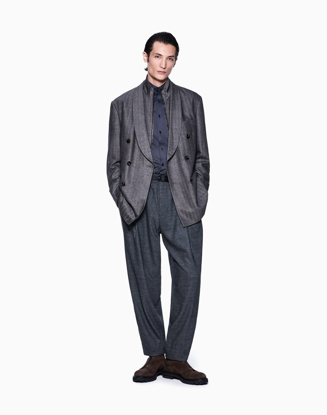 シングルタックパンツ-バジンウル-デニム風-ブラック--giorgio-armani