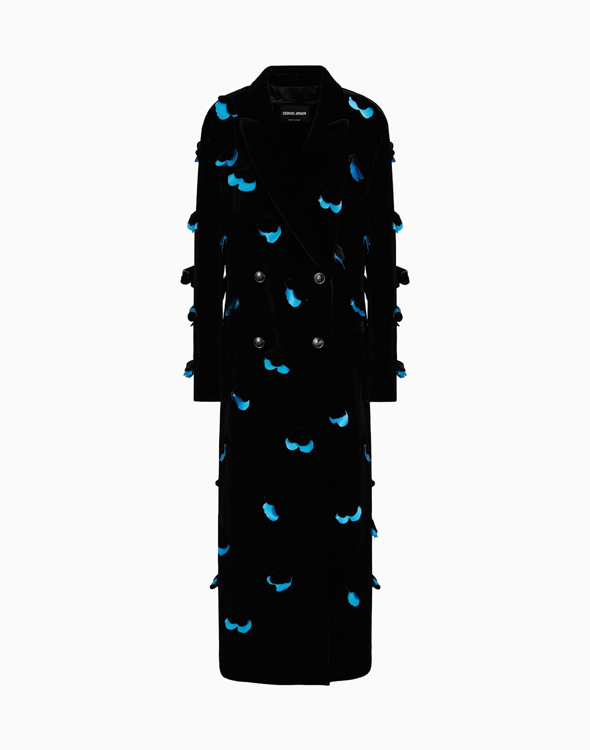 シングルブレストロングコト-ベルベット-フラワモチフ-ブラック--giorgio-armani