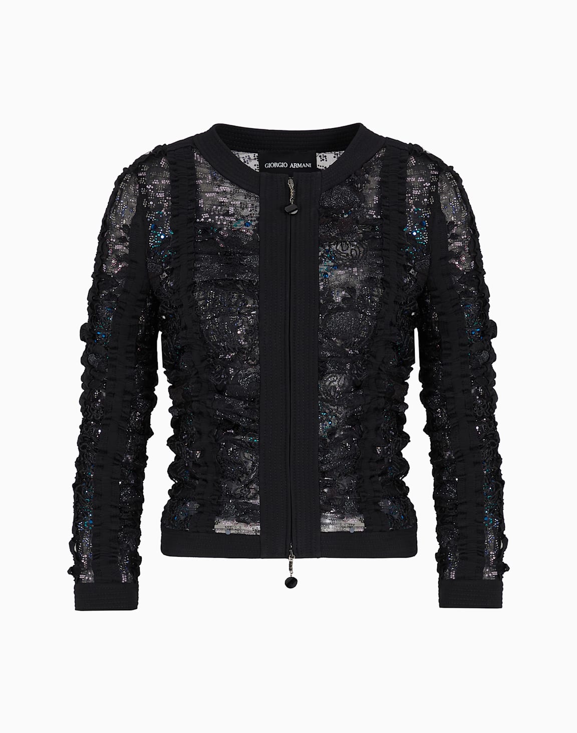ショトジャケット-ブラック-刺繍レス-ジップ-ブラック--giorgio-armani