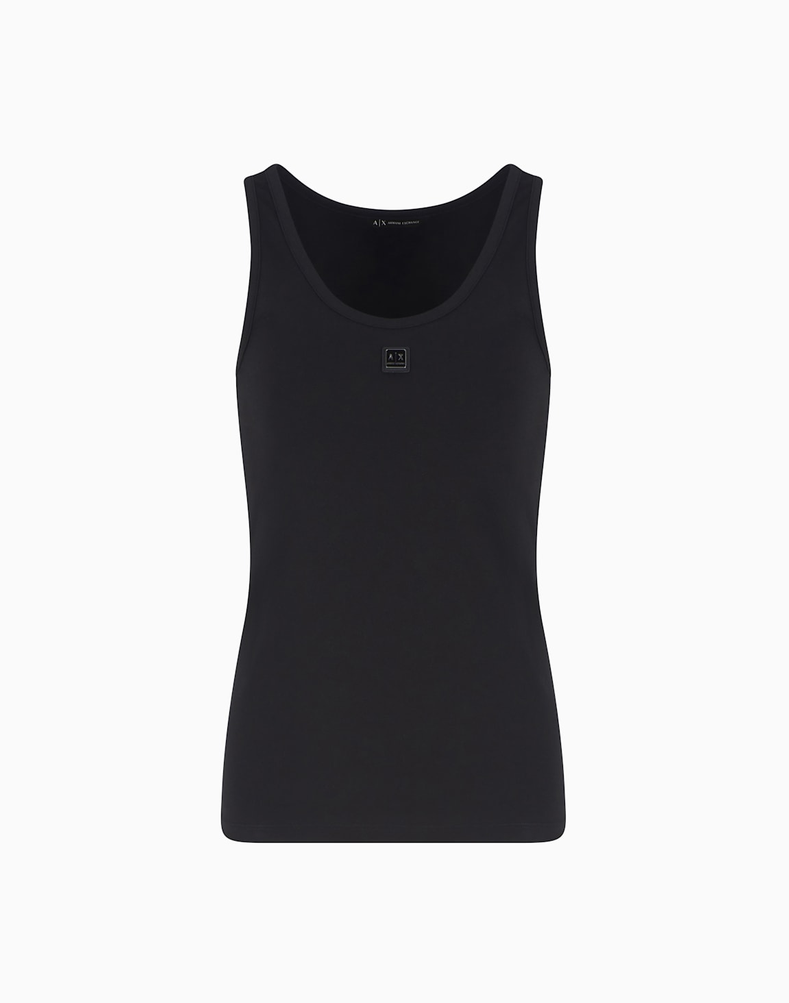 tanktop-aus-elastischem-jersey-mit-logo-plakette-schwarz--armani-exchange