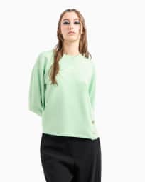 Crewneck sweatshirt with gold logo and buttons