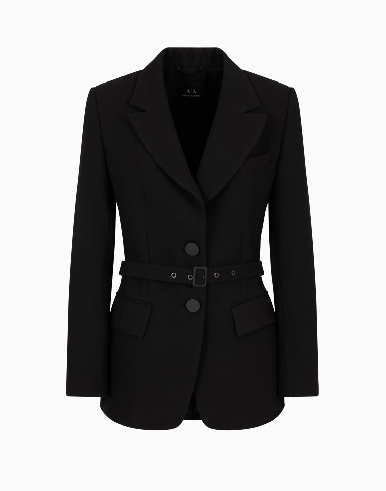 ARMANI Womens Black Collared Wear To Work Blazer Jacket main image 1