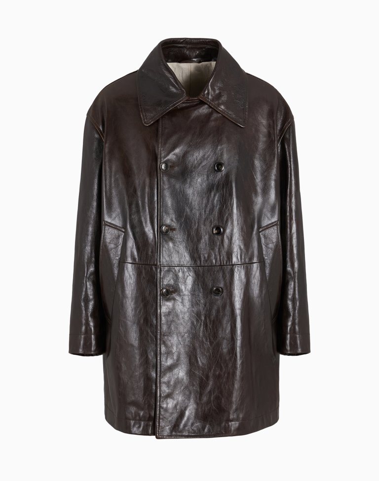 Giorgio Armani ダークブラウンレザージャケット サイズ48