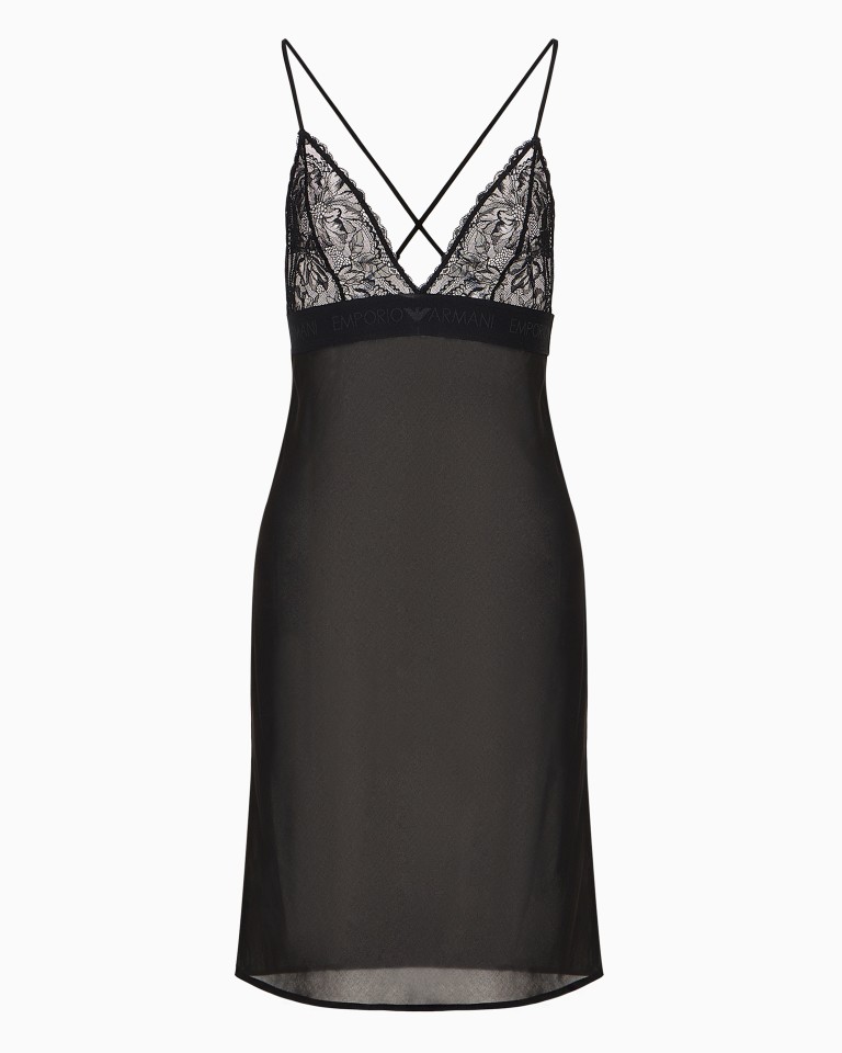 Chiffon babydoll with lace detail Emporio Armani