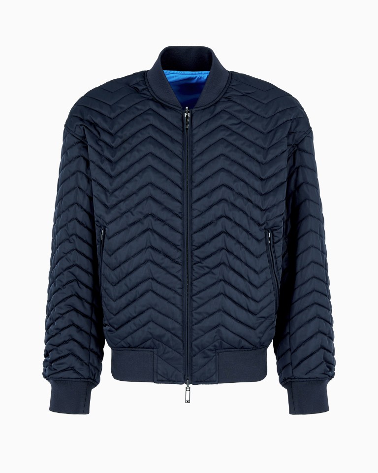 Reversible bomber jacket in quilted technical satin Emporio Armani