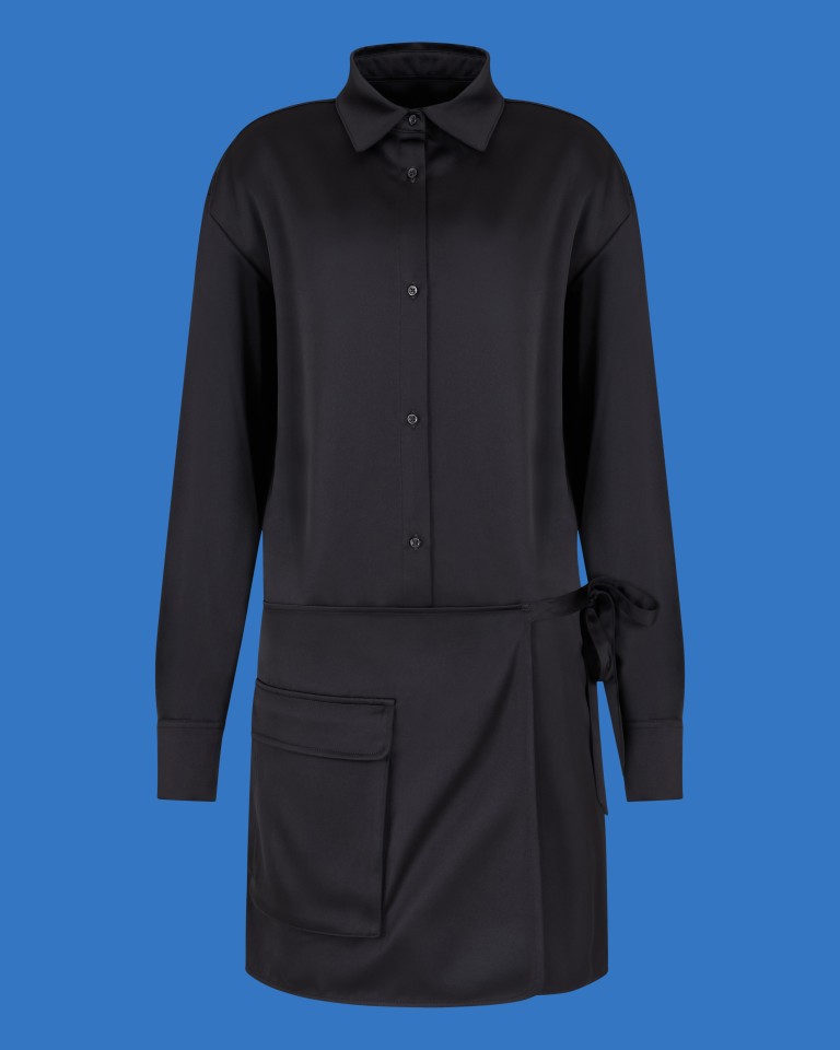 ASV Black Blue capsule collection satin shirtcollar dress Emporio Armani