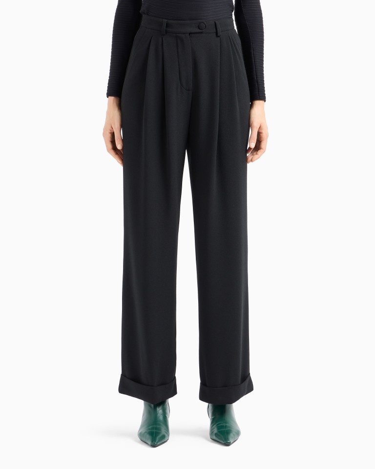 Sablé stretch fabric trousers with pleats Emporio Armani