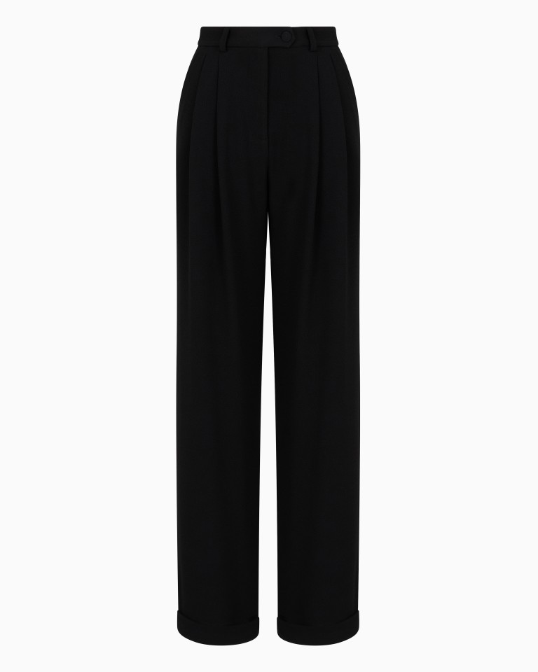 Sablé stretch fabric trousers with pleats Emporio Armani