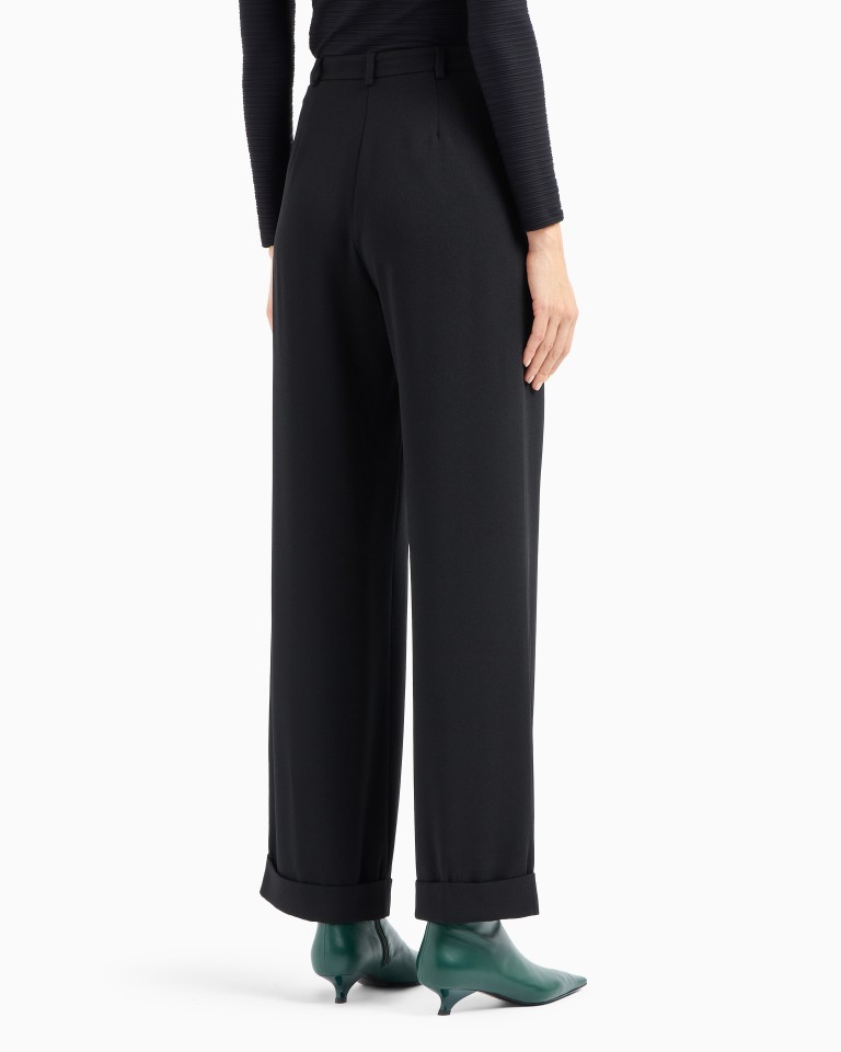 Sablé stretch fabric trousers with pleats Emporio Armani