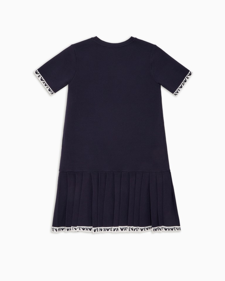 Knitted dress with pleated skirt and logo trim Emporio Armani
