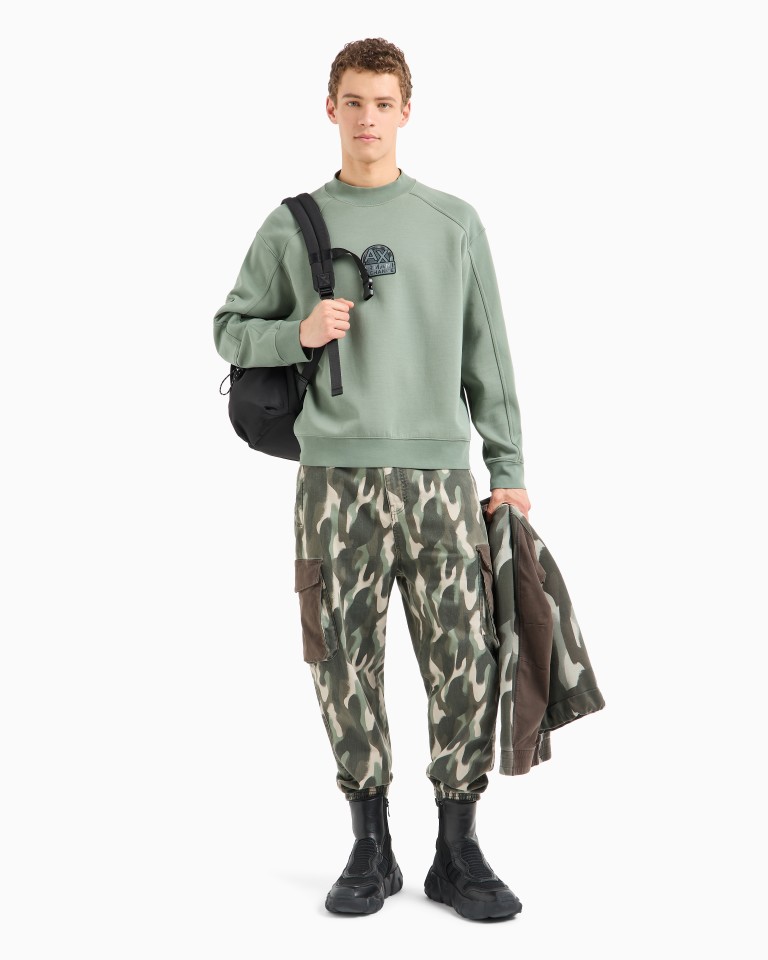 Stretch cotton sweatshirt with logo crest Armani Exchange