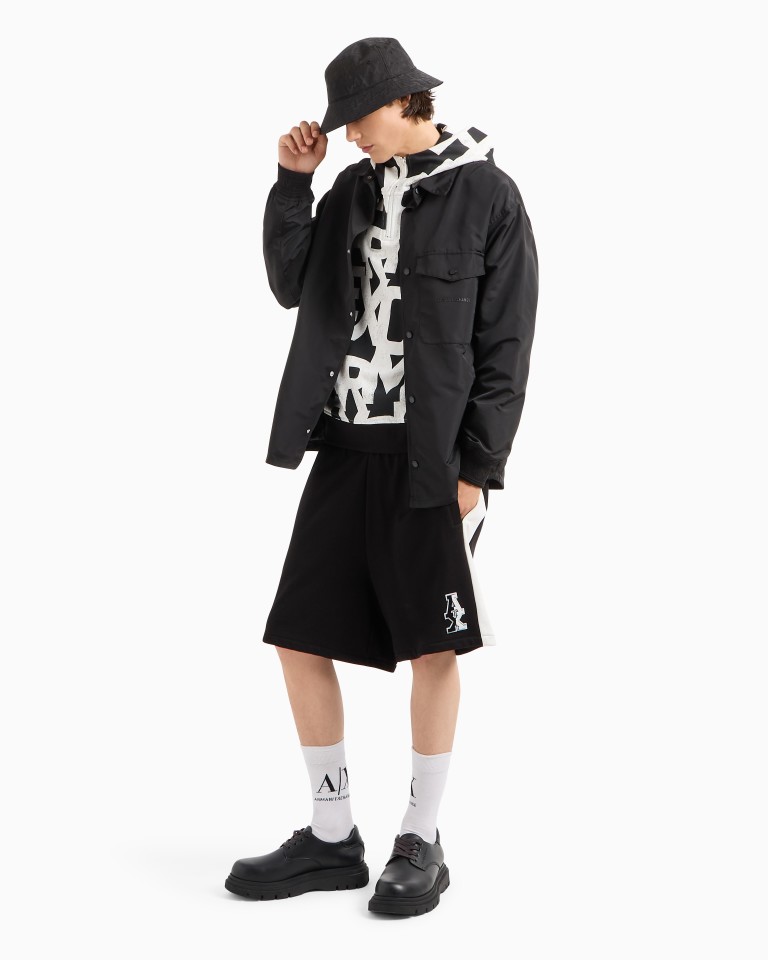 ASV Maxi Allover Monogram Cotton Hoodie Armani Exchange