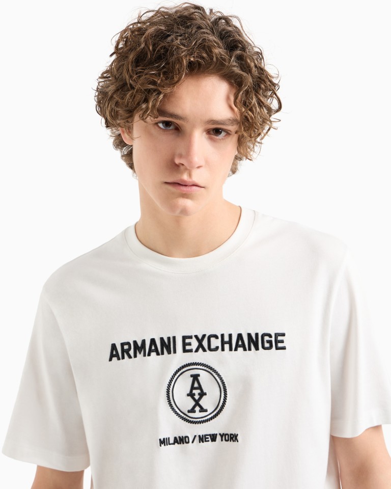 Regular fit Tshirt with Milan New York embroidery Armani Exchange