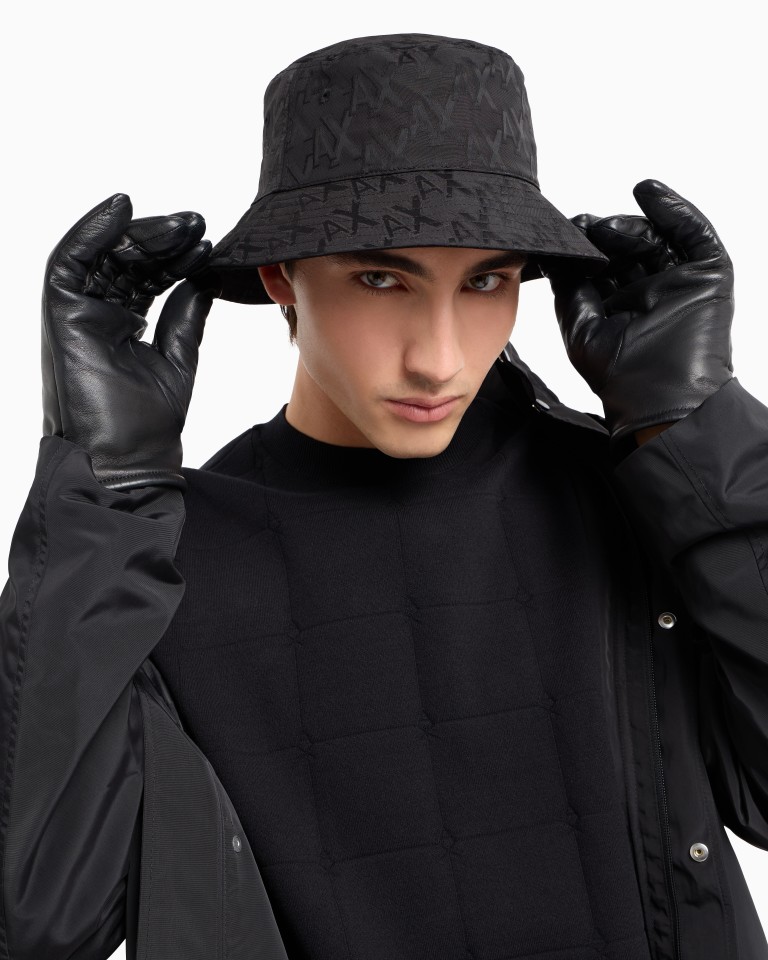 Bucket hat in monogram technical fabric Armani Exchange