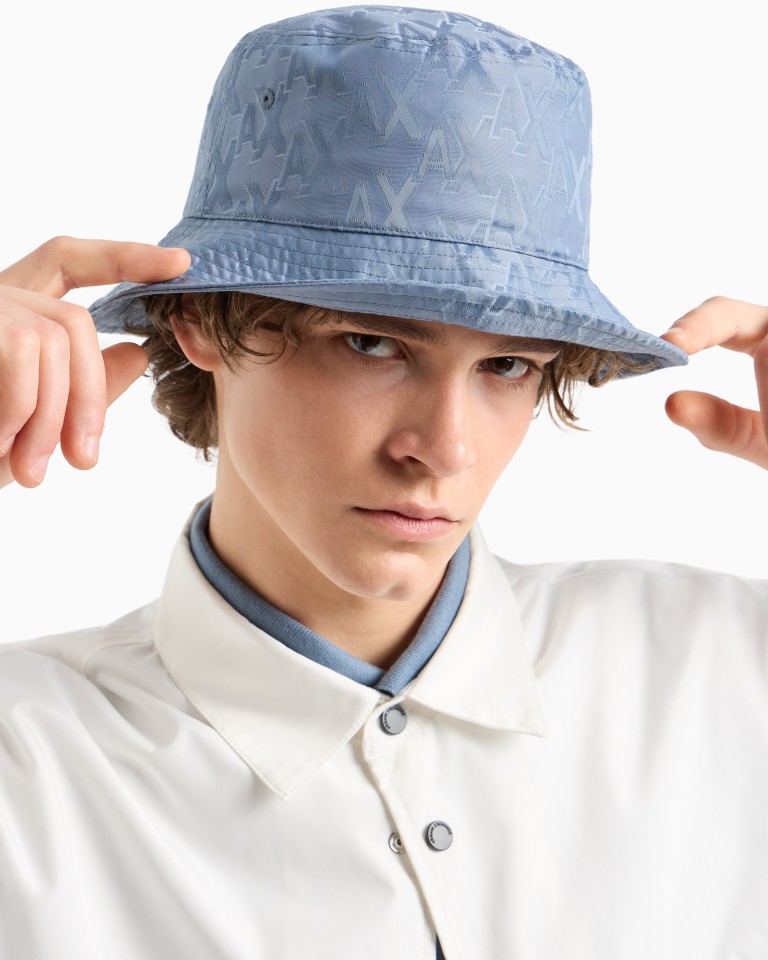 Bucket hat in monogram technical fabric Armani Exchange