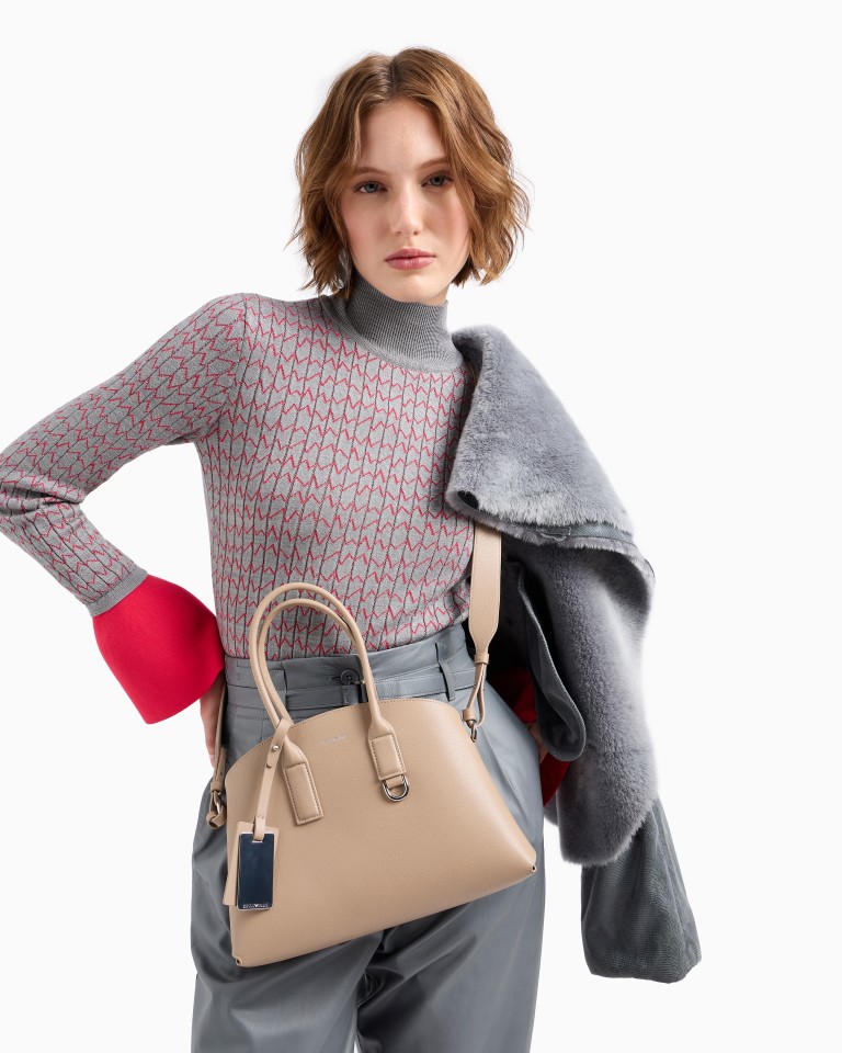 ASV Icon regenerated leather medium handbag | Emporio Armani