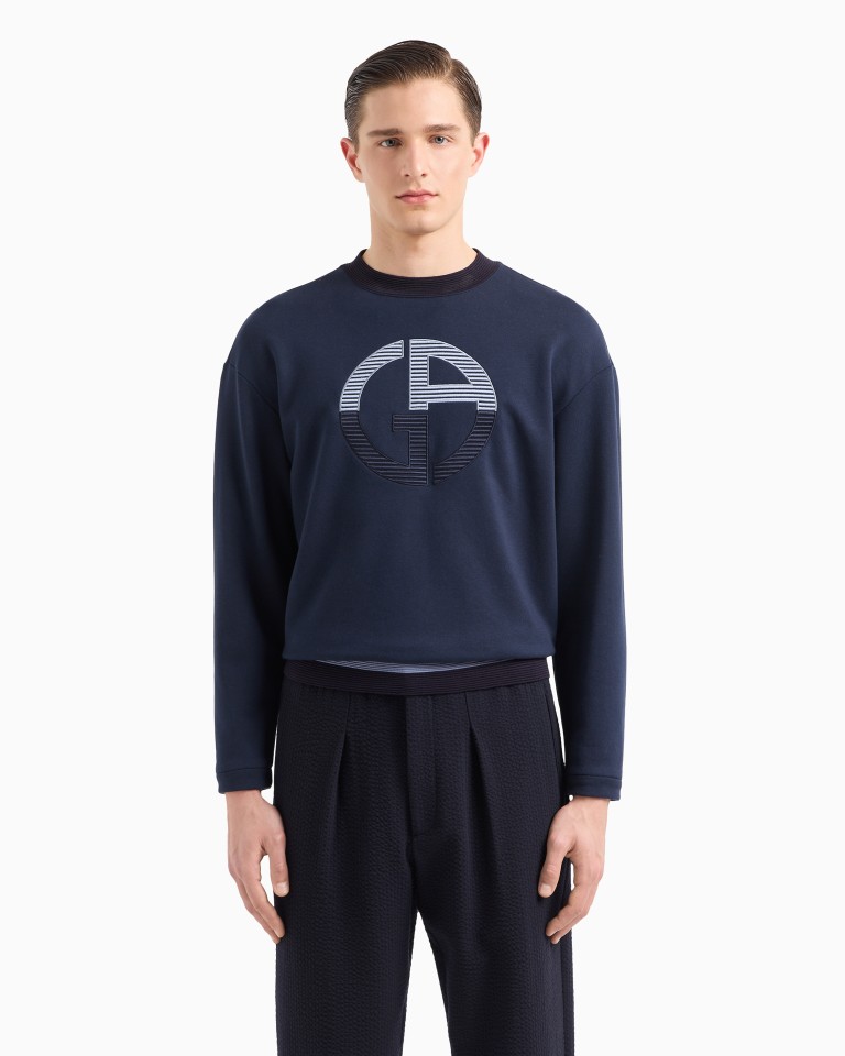 Cotton and cashmere crewneck sweatshirt with oversized logo