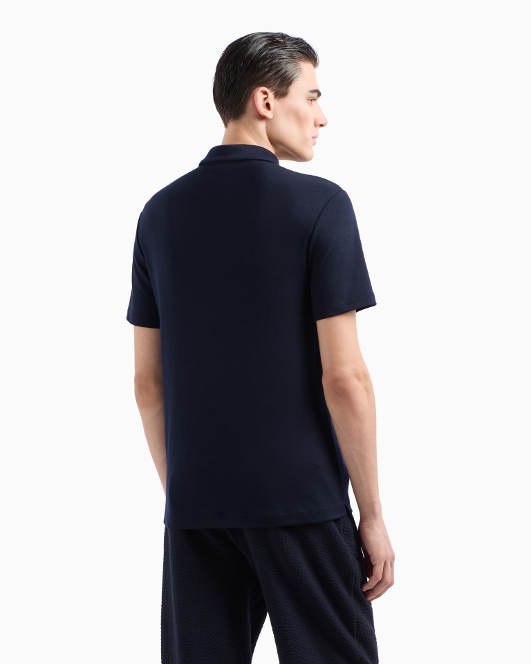 Shortsleeved polo shirt in virginwool interlock Armani
