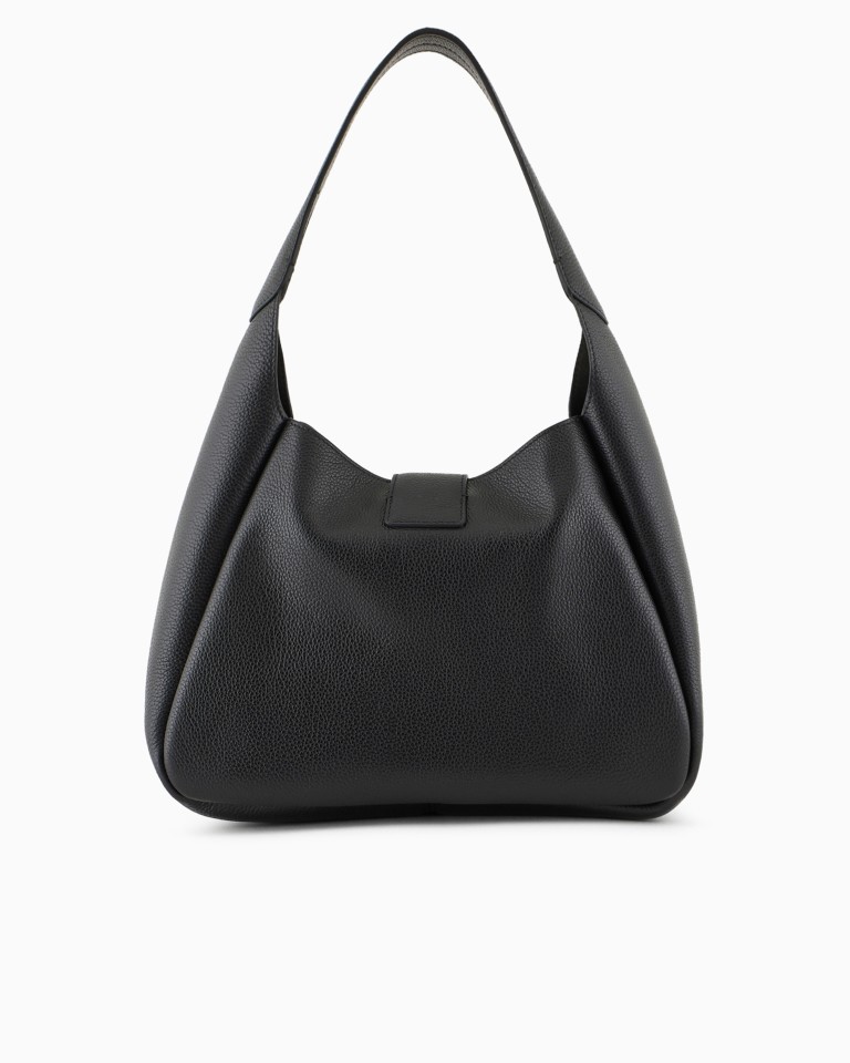 Leather hobo shoulder bag with eagle buckle Emporio Armani