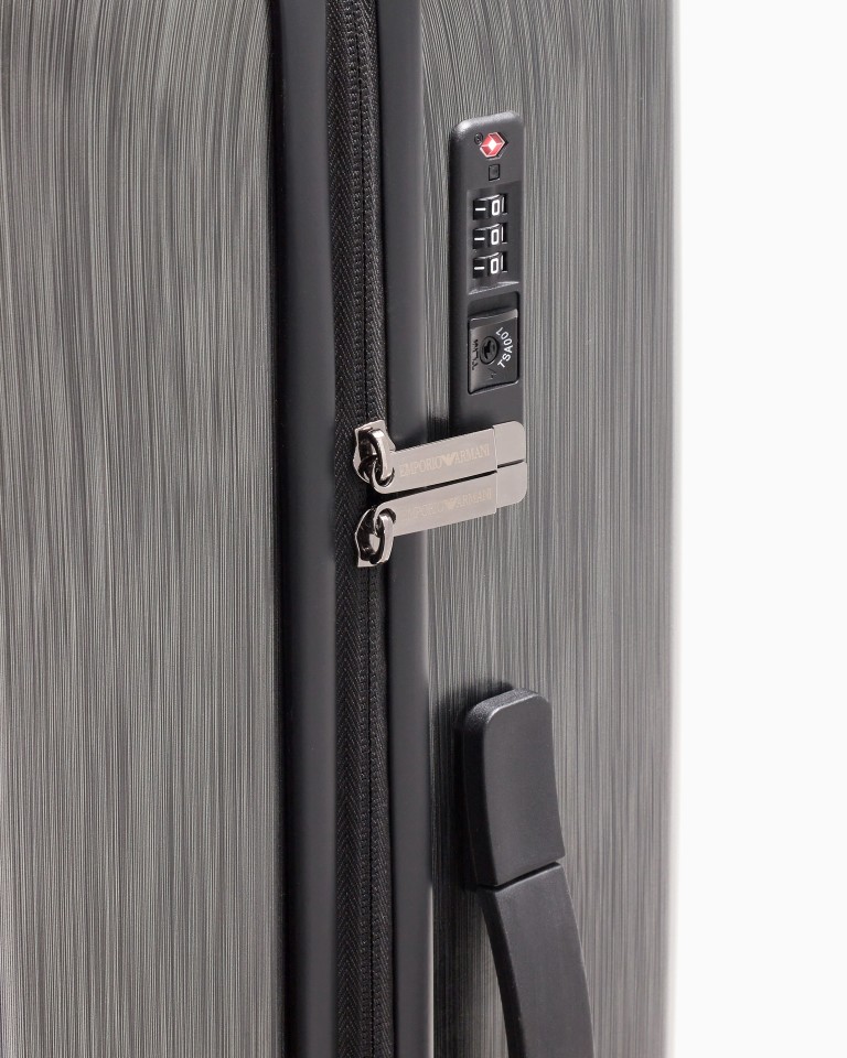 ABS large trolley suitcase with oversized, embossed eagle Emporio Armani