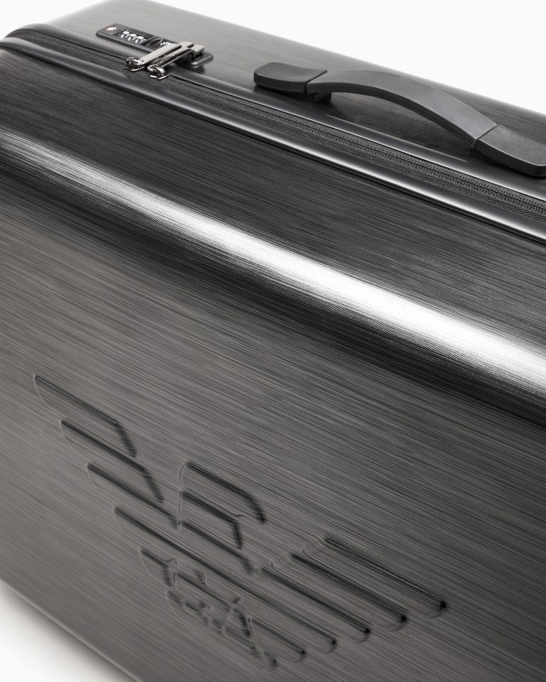 ABS large trolley suitcase with oversized, embossed eagle Emporio Armani