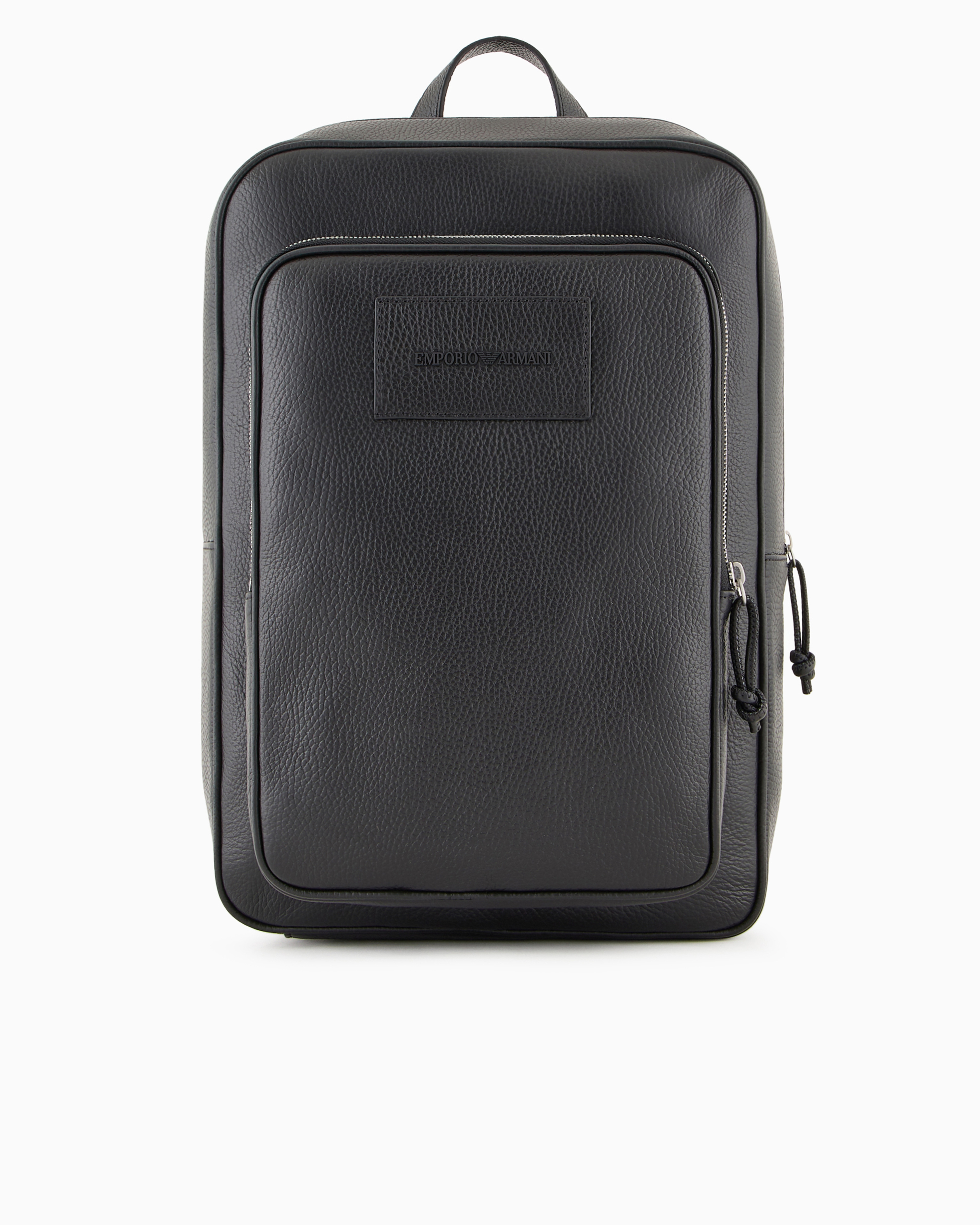 Emporio Armani Official Store Tumbled-leather Backpack With Laptop Compartment In Black