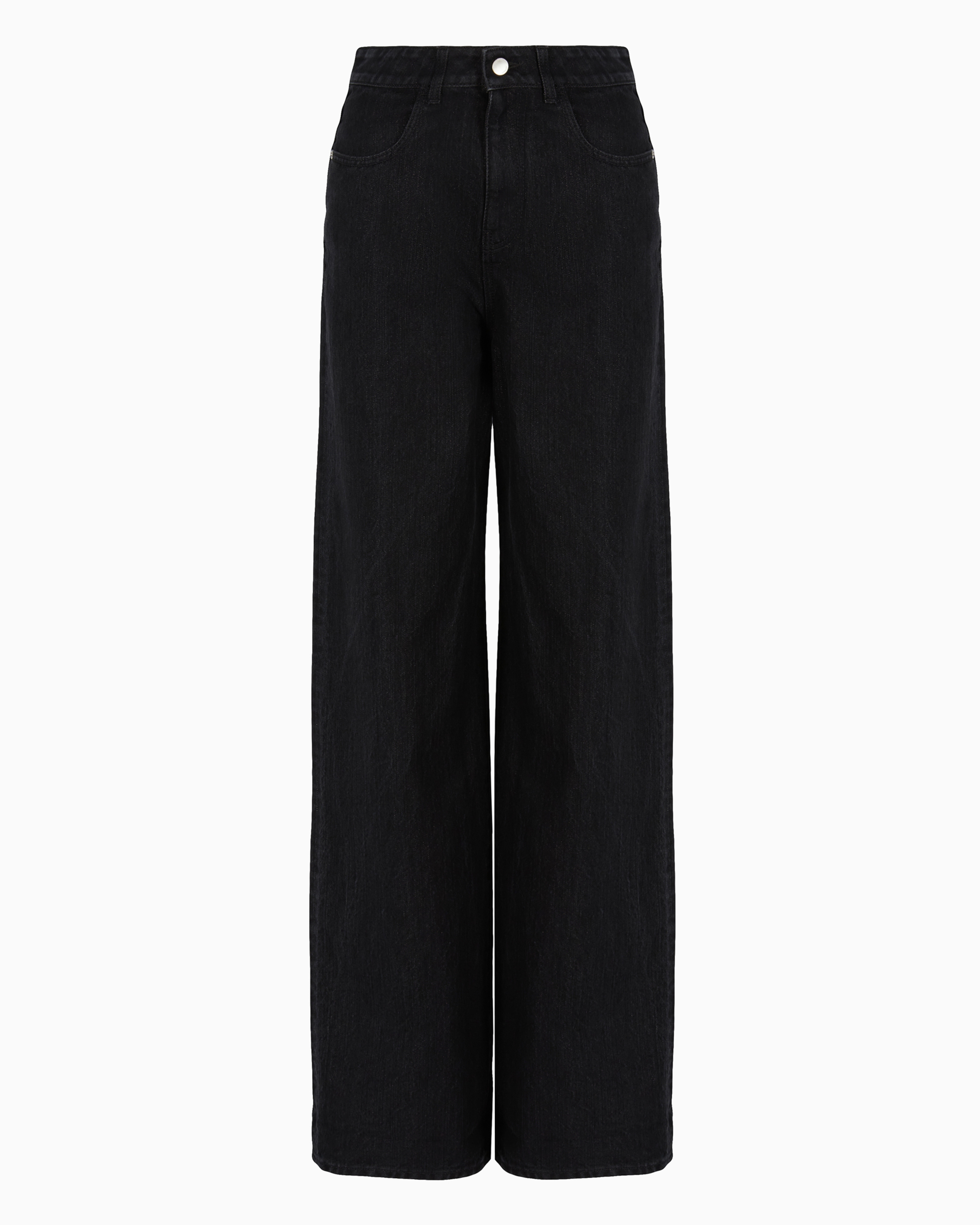 Emporio Armani J8b Mid-rise Jeans With An Extra Wide Leg In Lurex Denim In Black