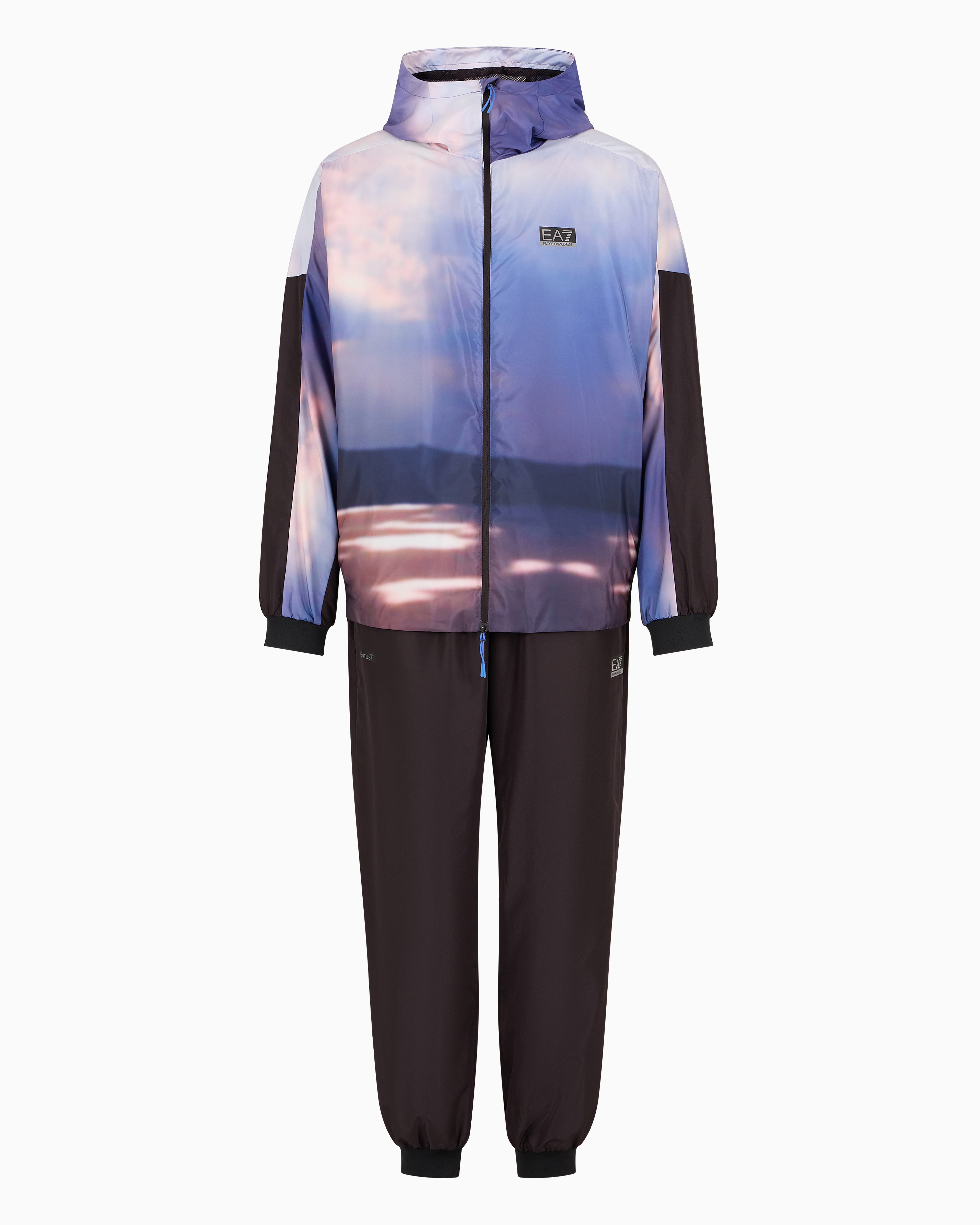 Shop Ea7 Dynamic Athlete Printed Tracksuit In Ventus7 Technical Fabric In Marron