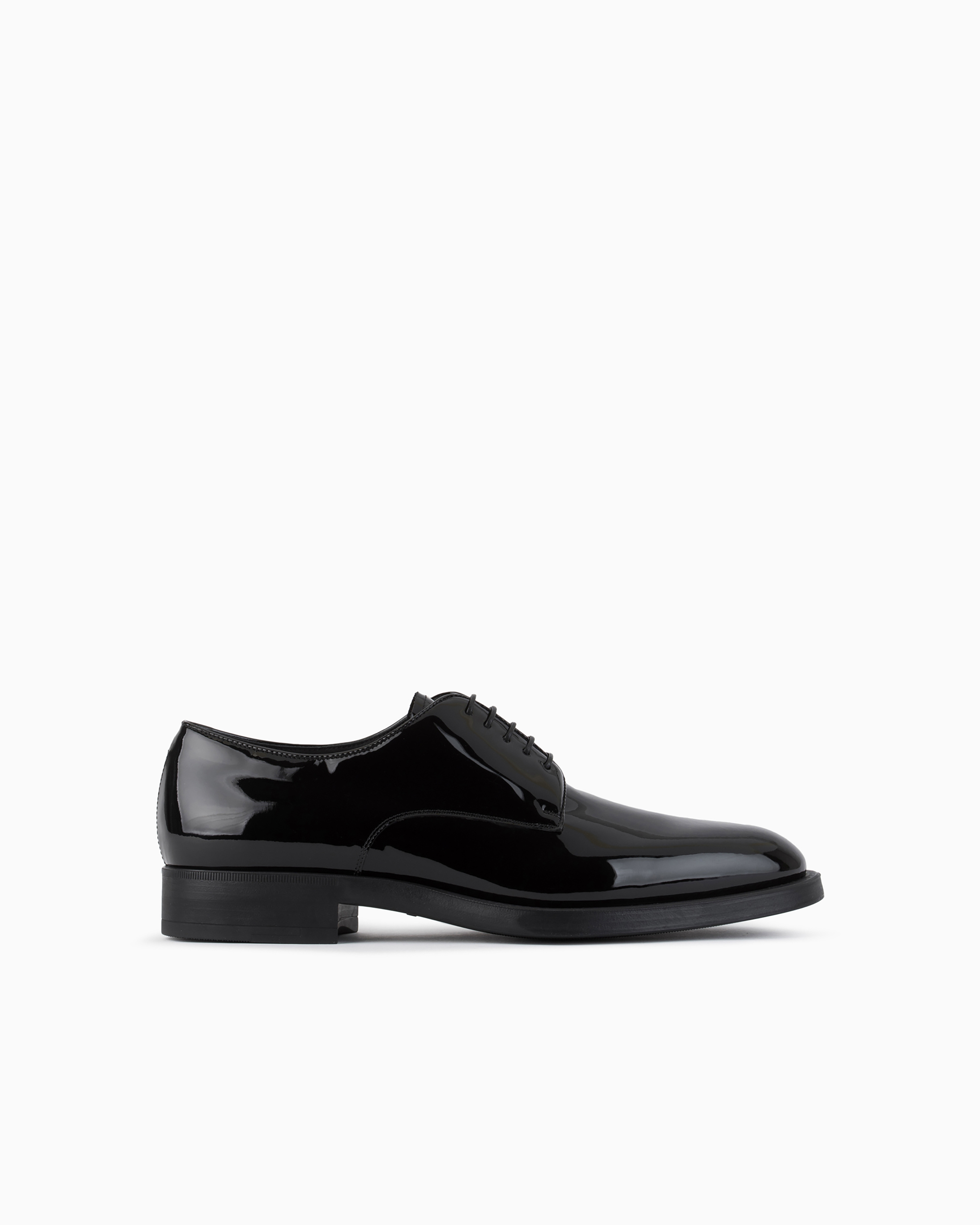 Giorgio Armani Official Store Patent-leather Derby Shoes In Black