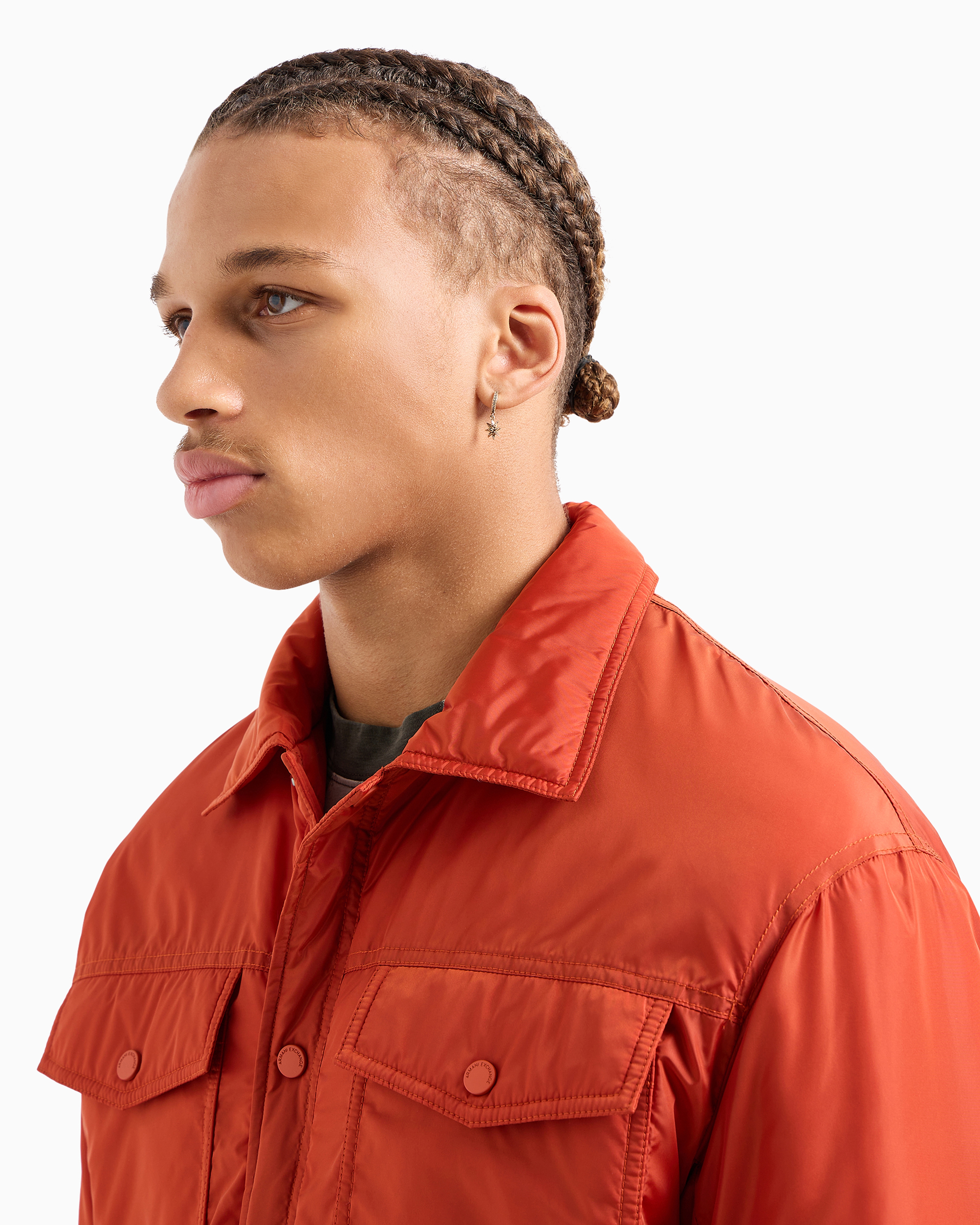 Shop Armani Exchange Asv Recycled Fabric Blouson In Orange