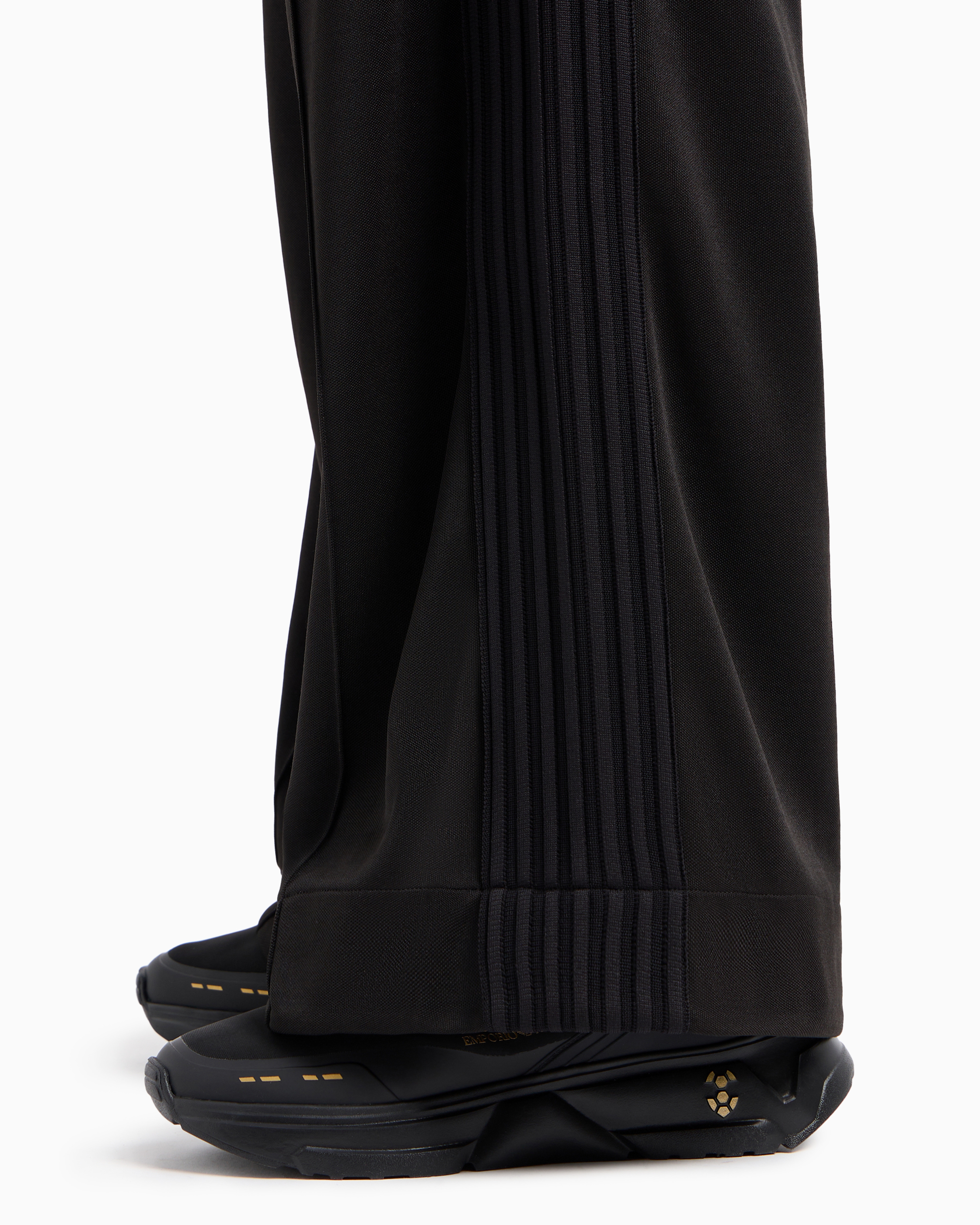 Ea7 Cotton-blend Wide 7.0 Trousers In Black