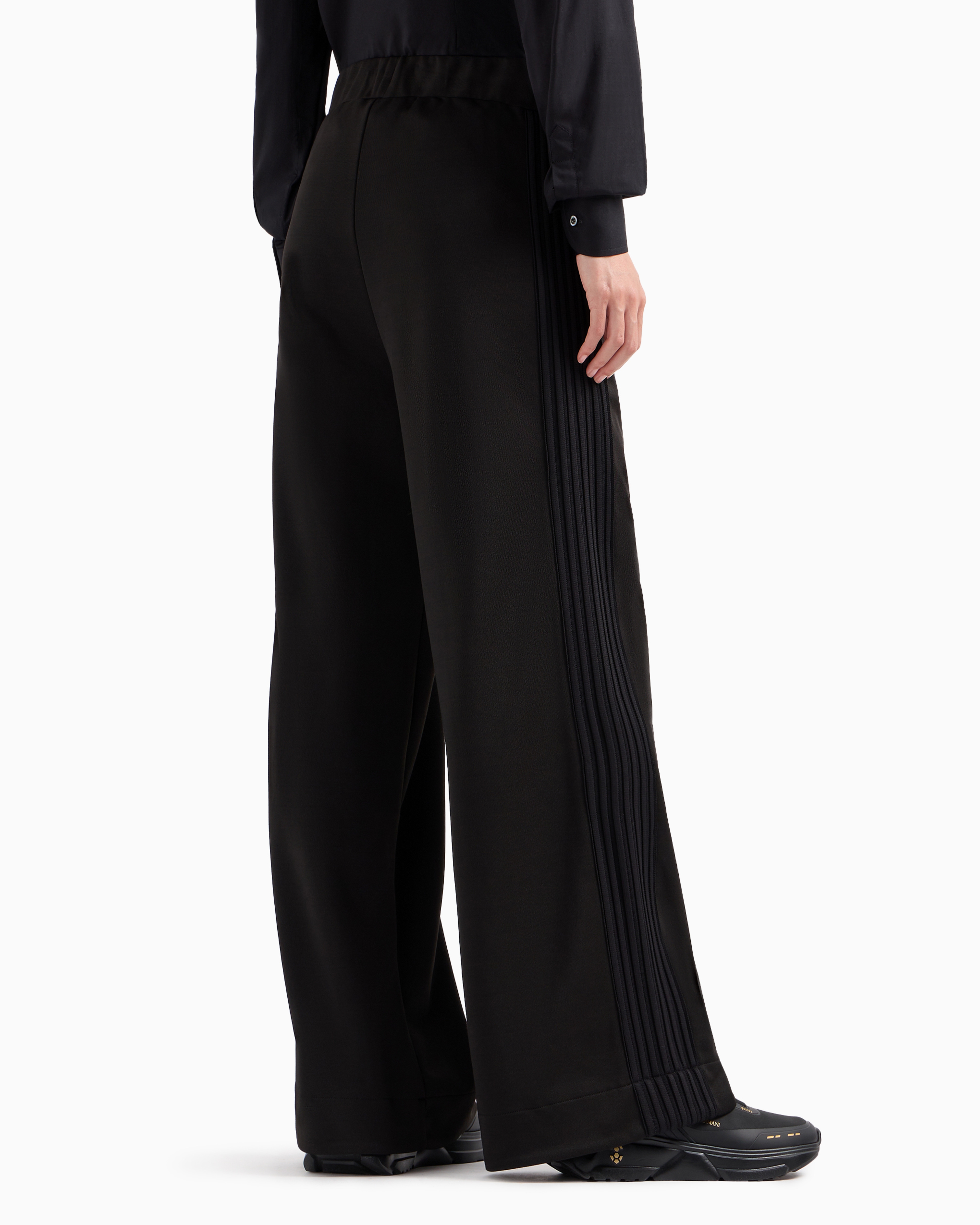 Ea7 Cotton-blend Wide 7.0 Trousers In Black