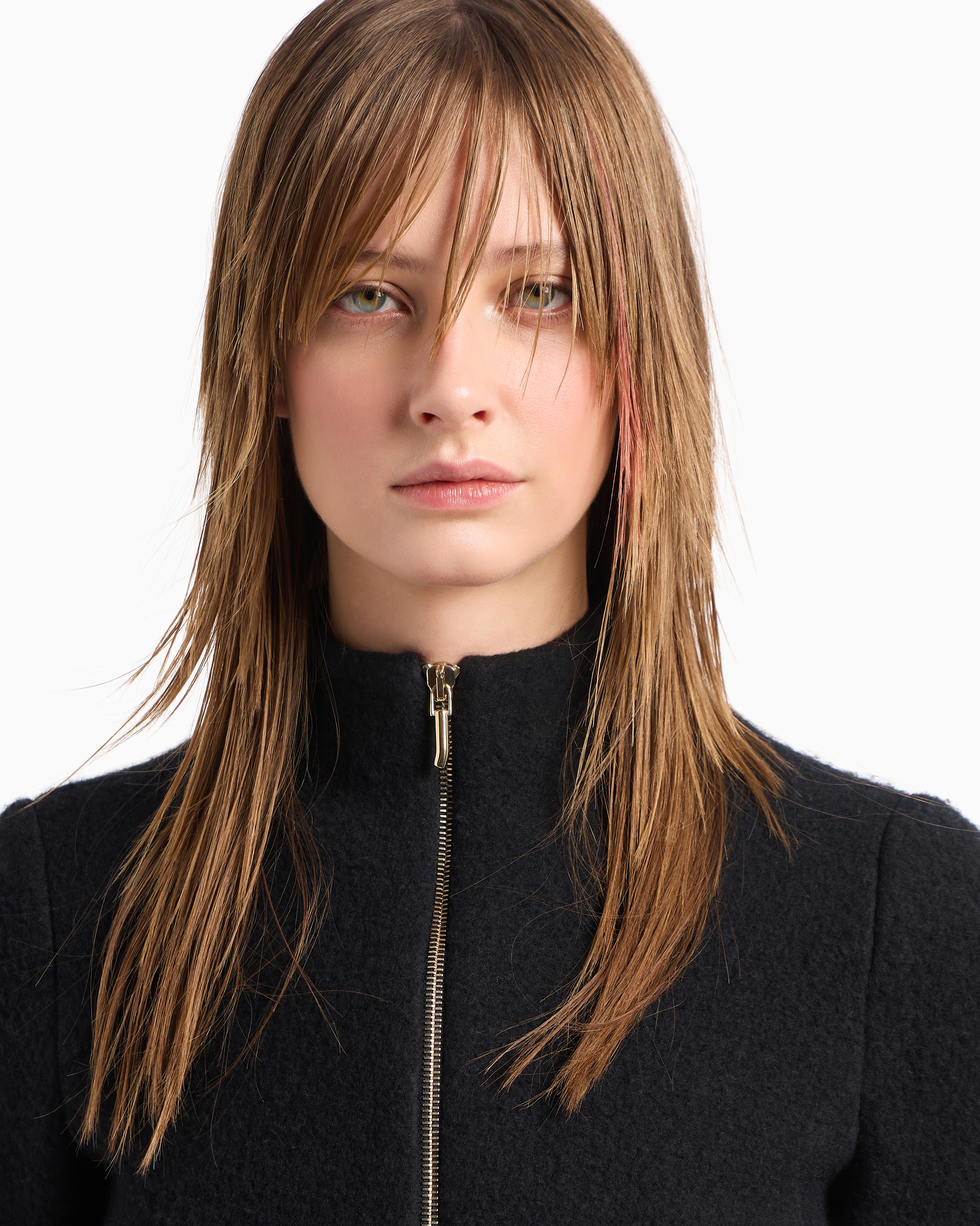 Giorgio Armani Mock-neck Jacket In Black