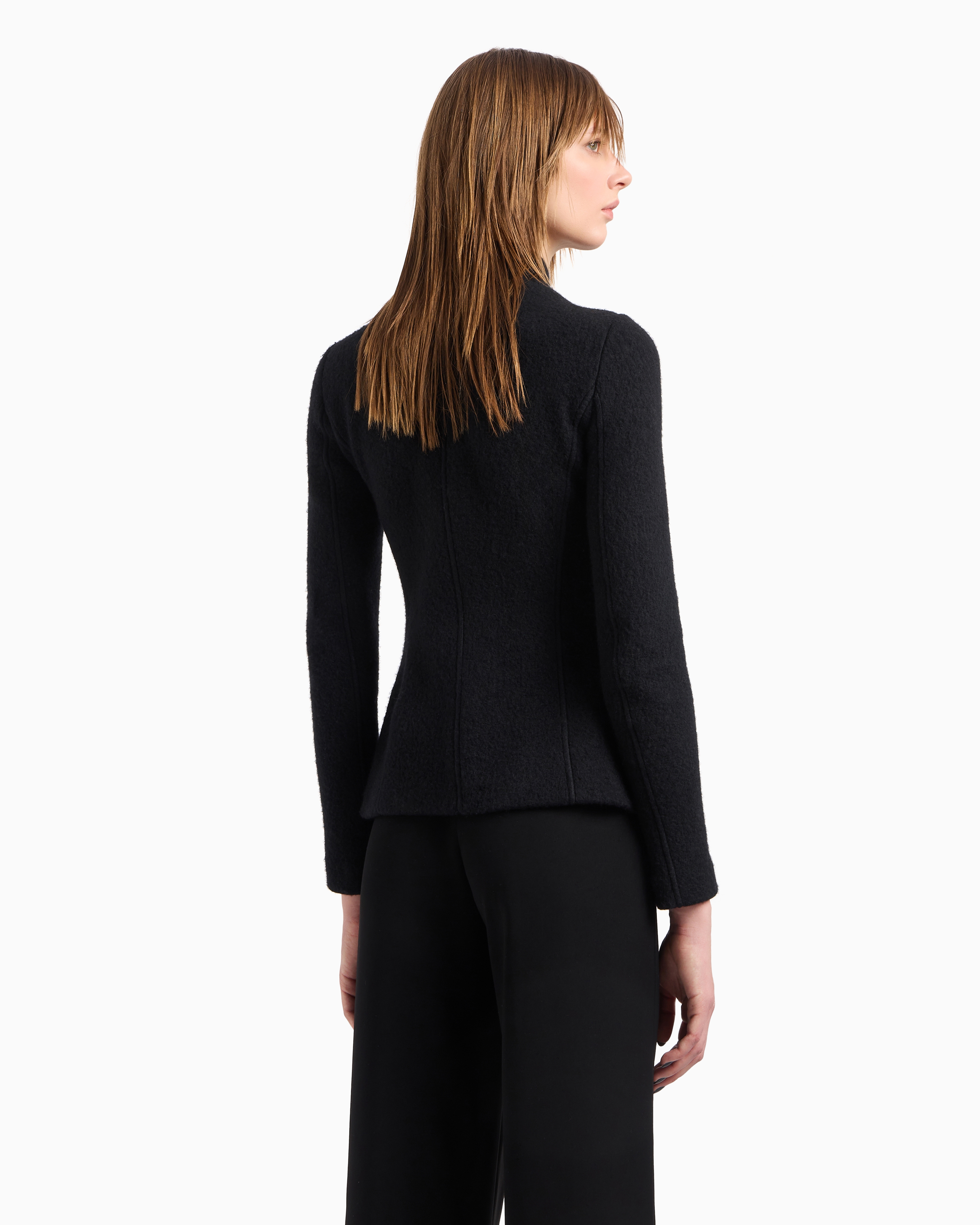 Giorgio Armani Mock-neck Jacket In Black