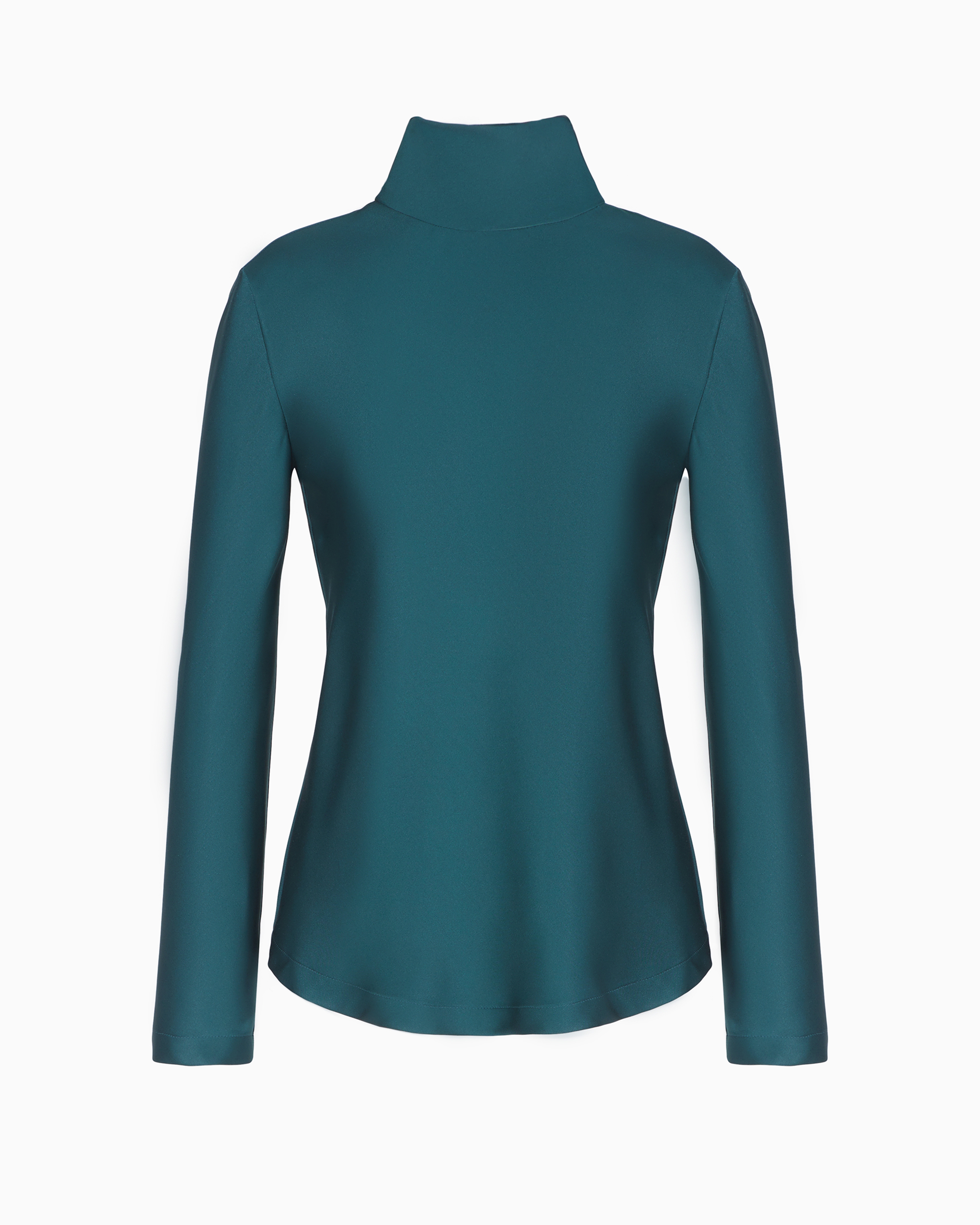 Giorgio Armani Official Store Long-sleeved Blouse In Silk Double Satin In Green