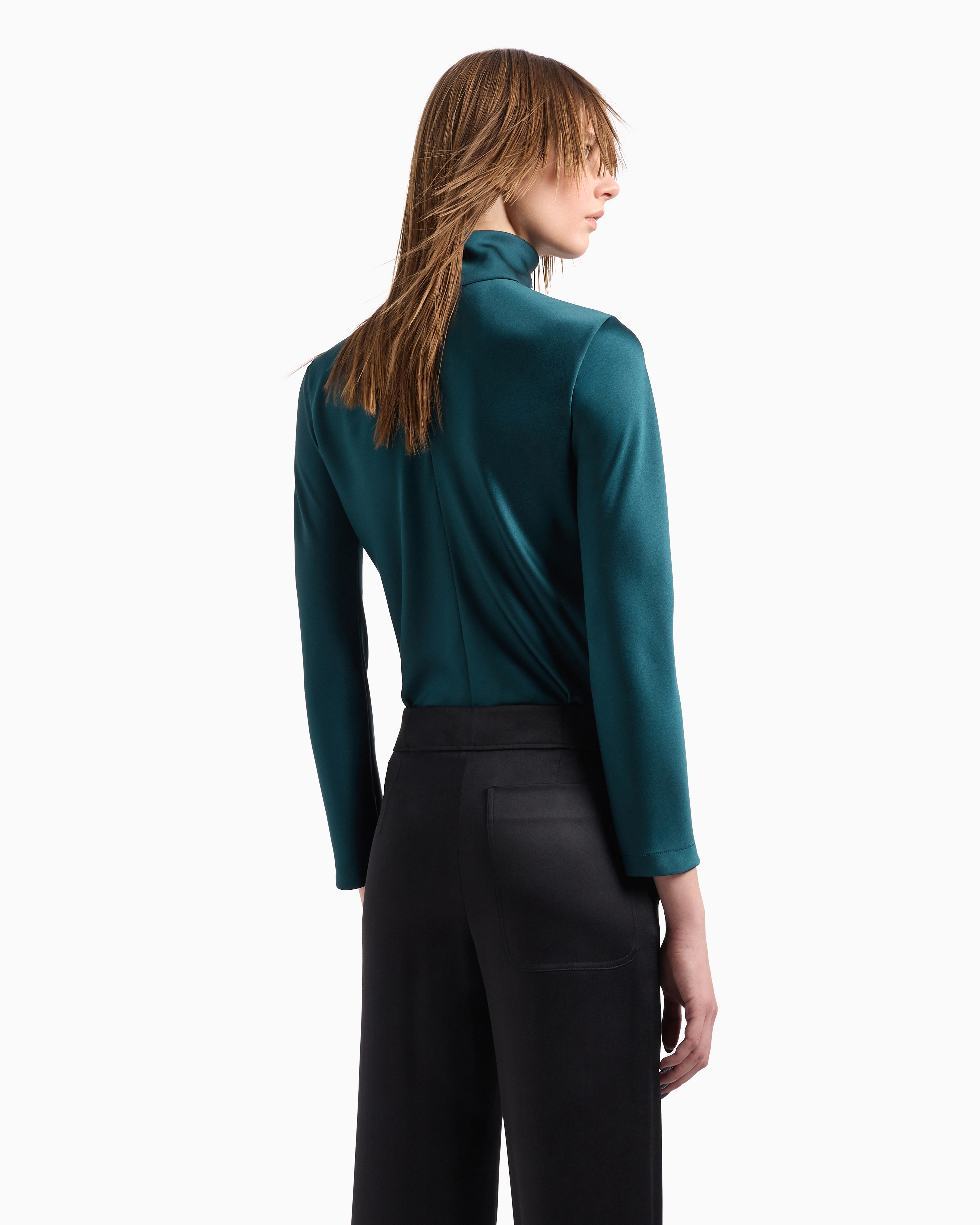 GIORGIO ARMANI LONG-SLEEVED BLOUSE IN SILK DOUBLE SATIN 