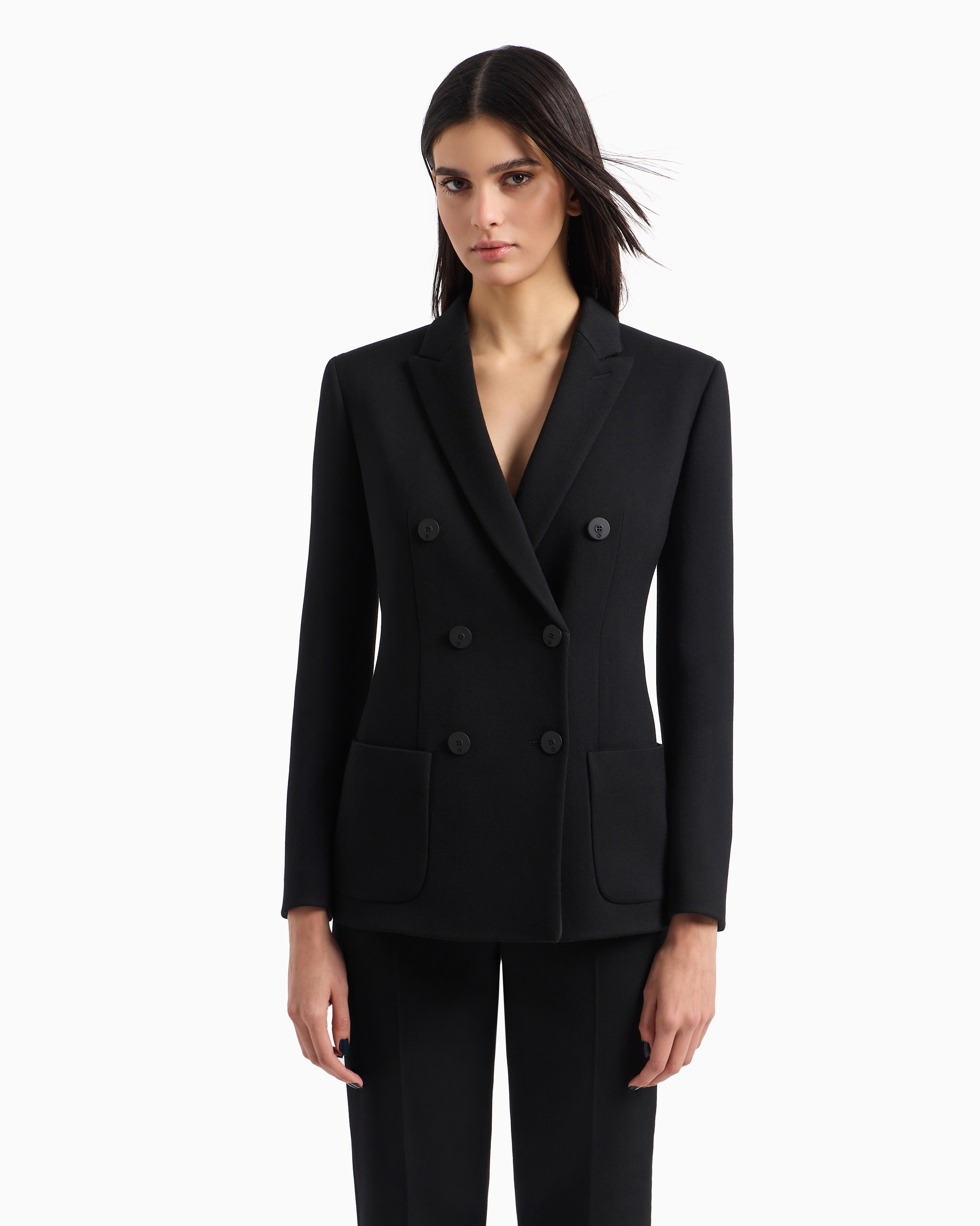 GIORGIO ARMANI DOUBLE-BREASTED JACKET IN STRETCH DOUBLE-SIDED WOOL 