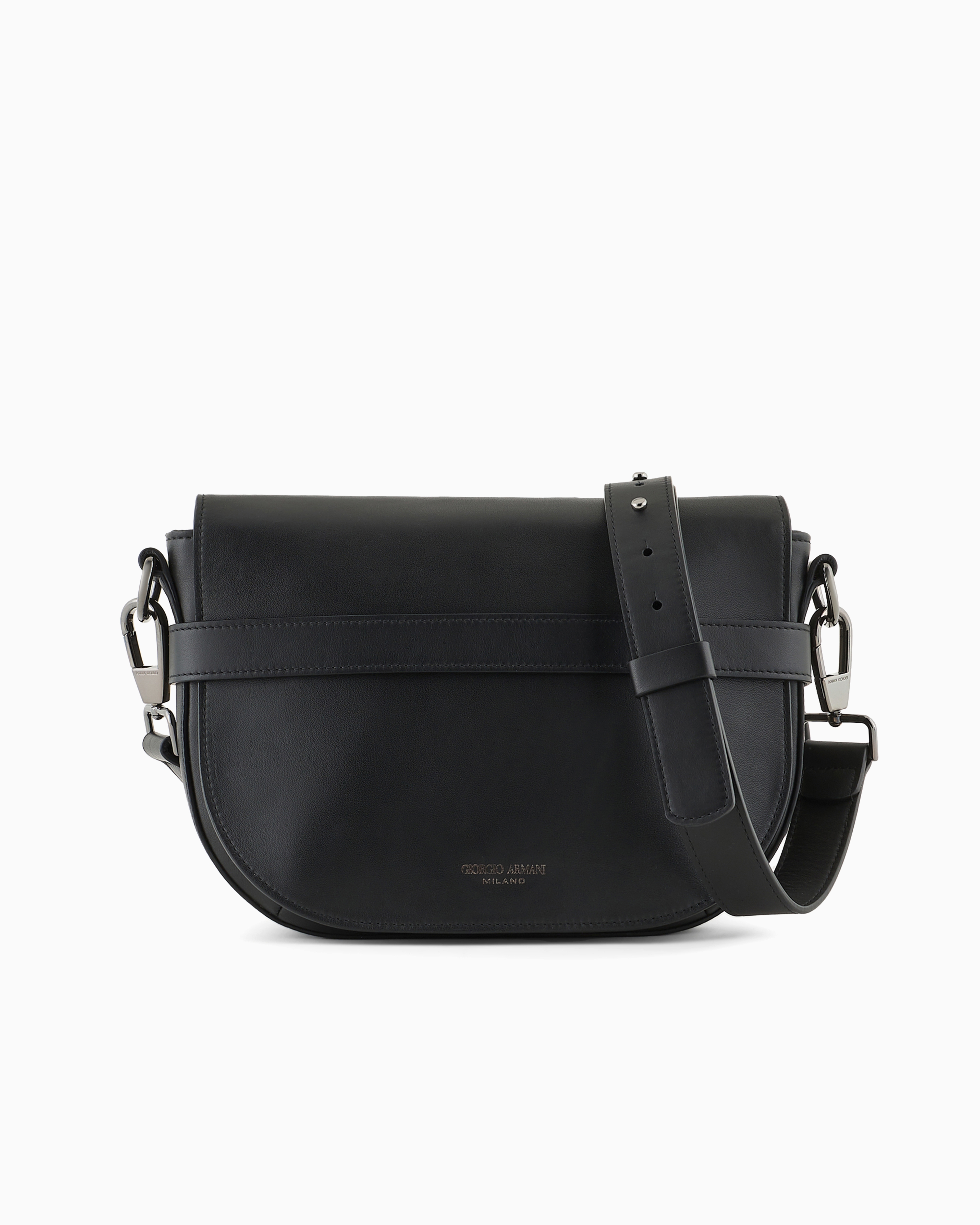 Giorgio Armani Official Store Medium Nappa Leather Shoulder Bag In Black