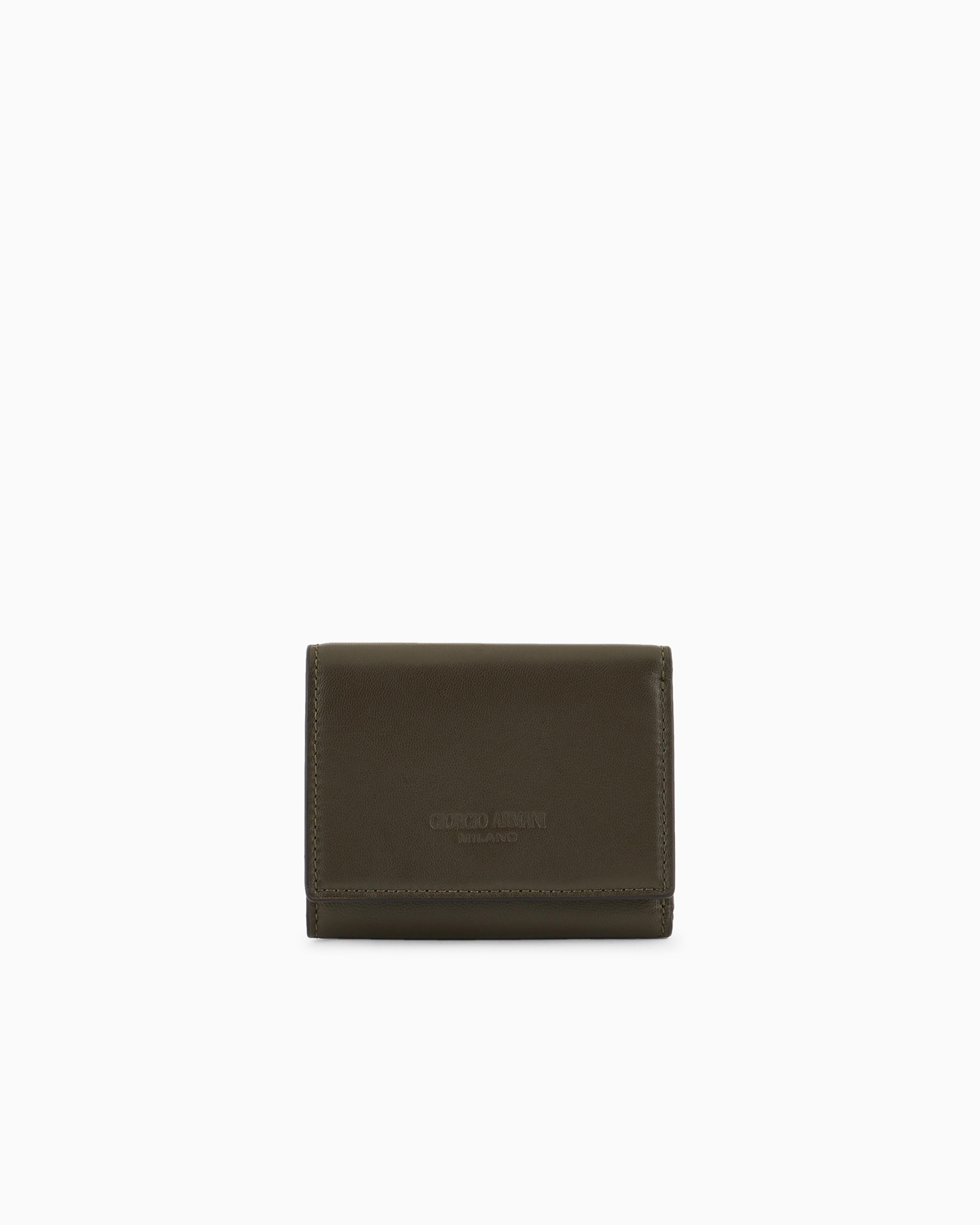 Shop Giorgio Armani Nappa-leather Trifold Wallet In Green